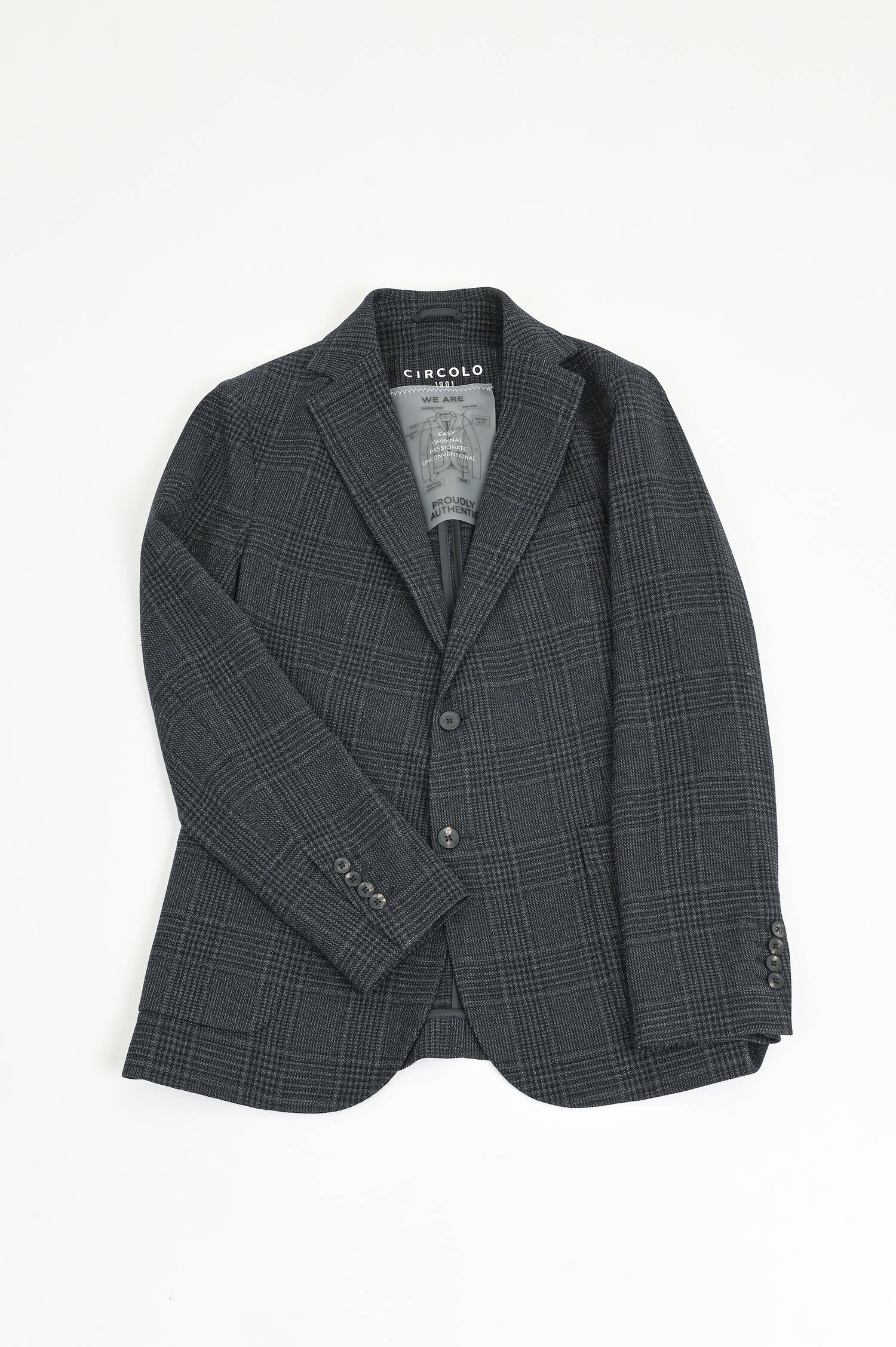  Kariertes Baumwollsakko in Grau