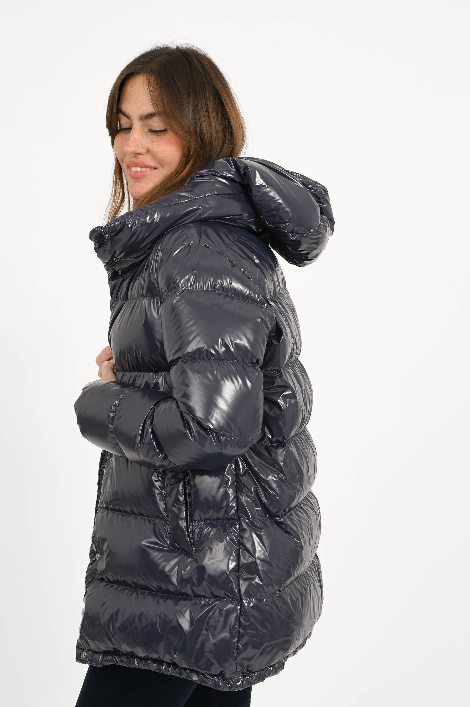 Glänzender Daunen-Kurzmantel PIUMIN in Blue Glänzender Daunen-Kurzmantel PIUMIN in Blue