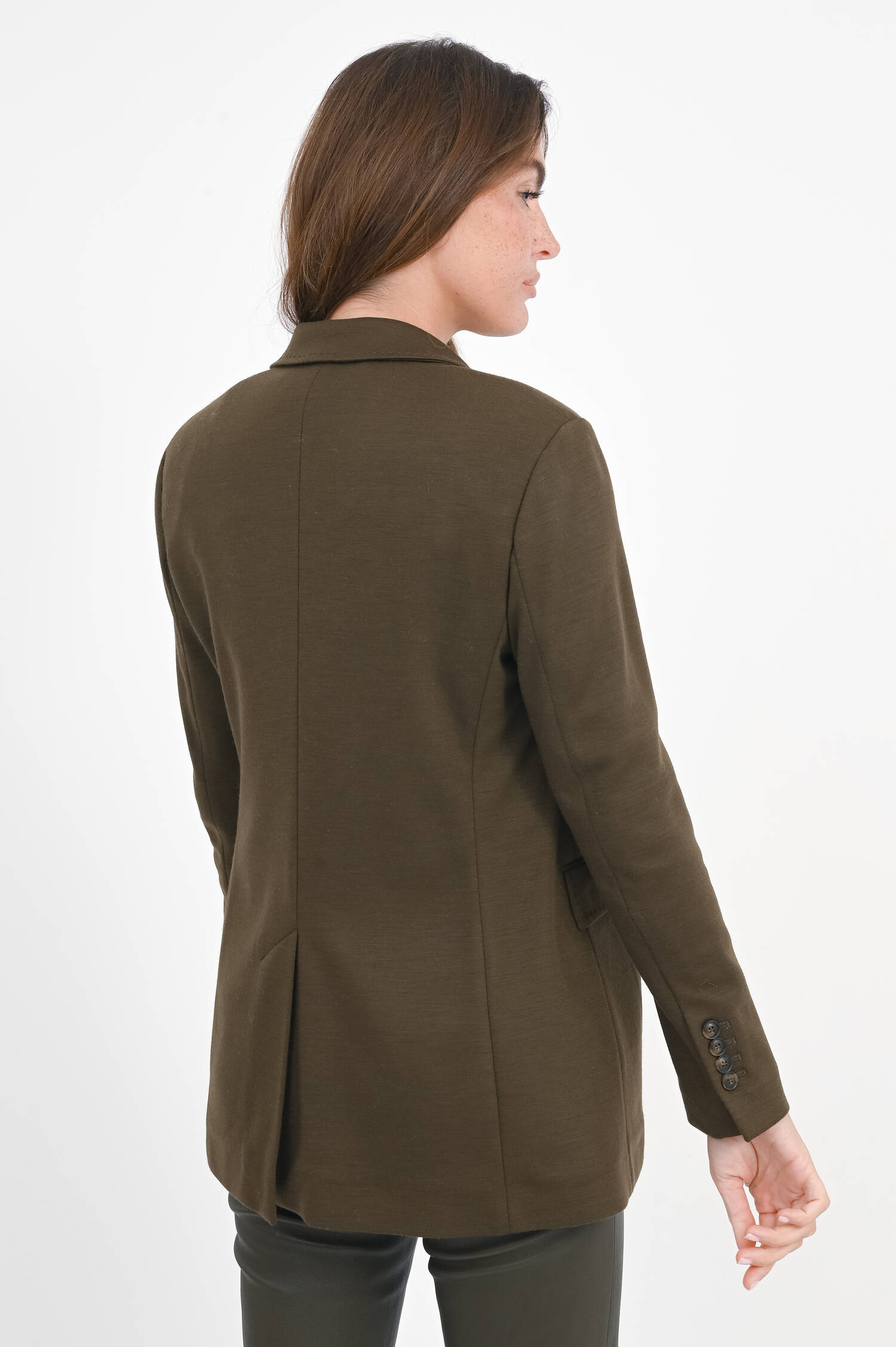 Einreihiger Woll-Cashmere-Blazer in Khaki