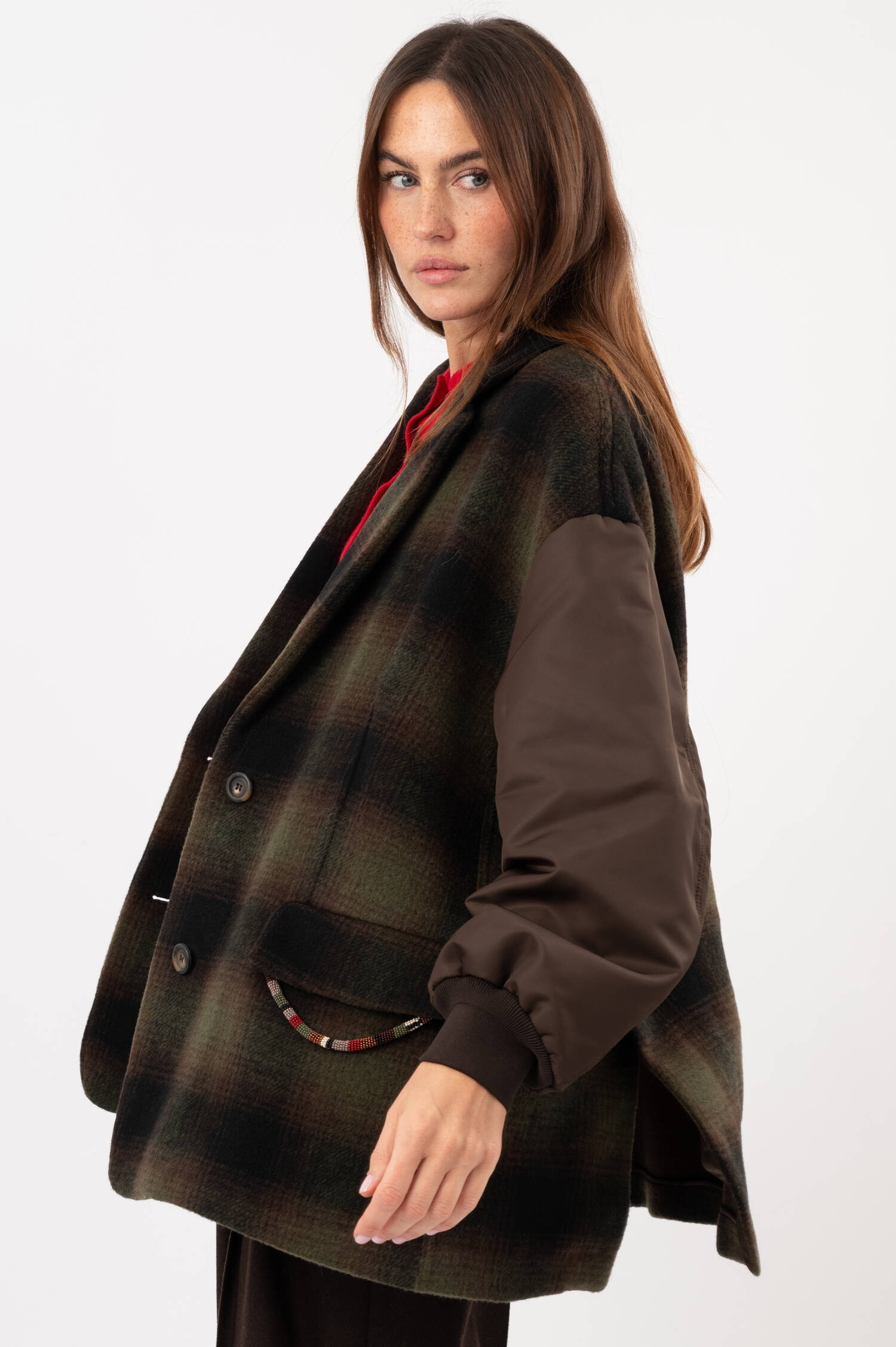 Woll-Mix-Jacke KARO in Braun/Grün Woll-Mix-Jacke KARO in Braun/Grün