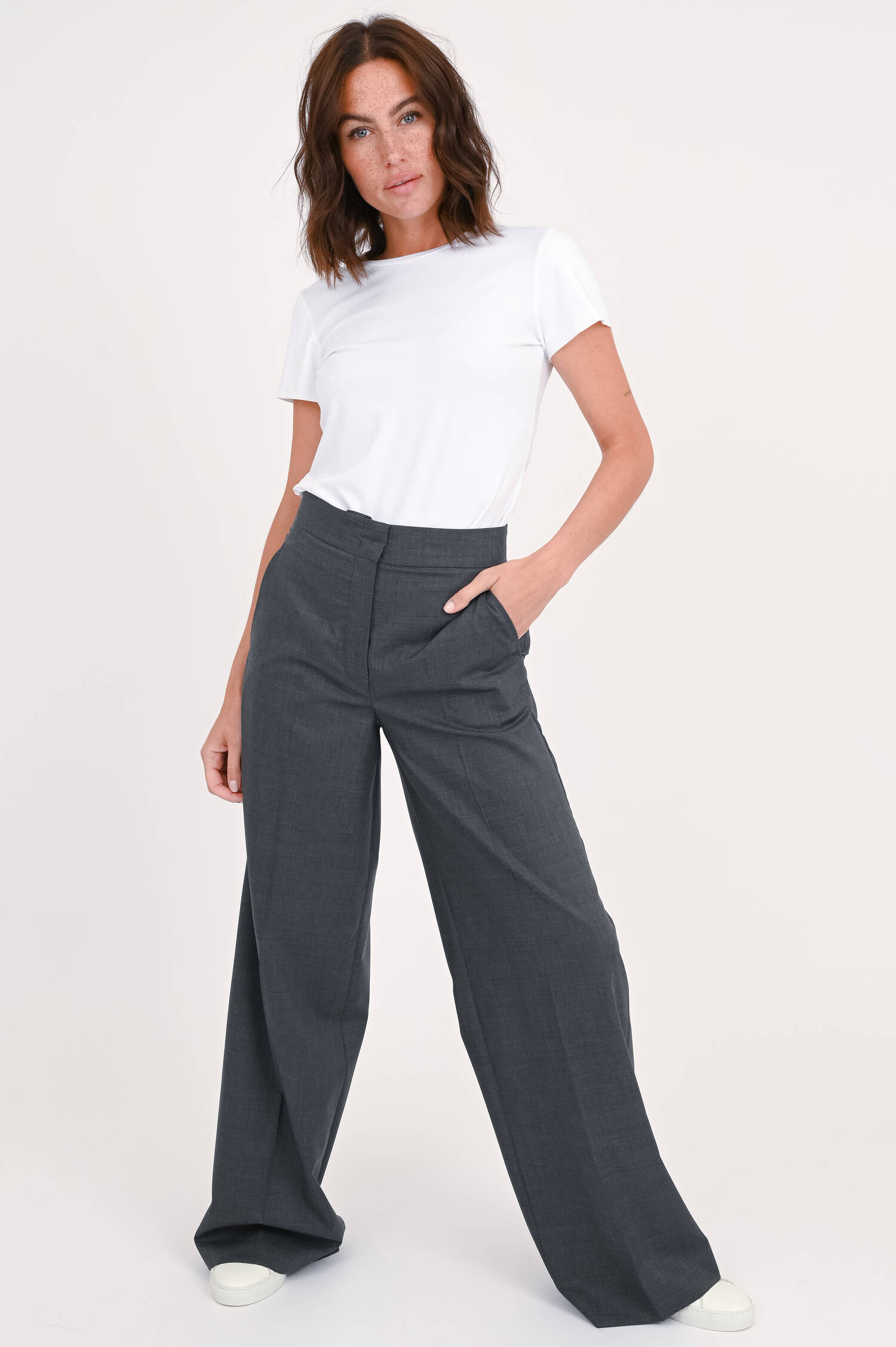 Hose aus Schurwolle in Grau