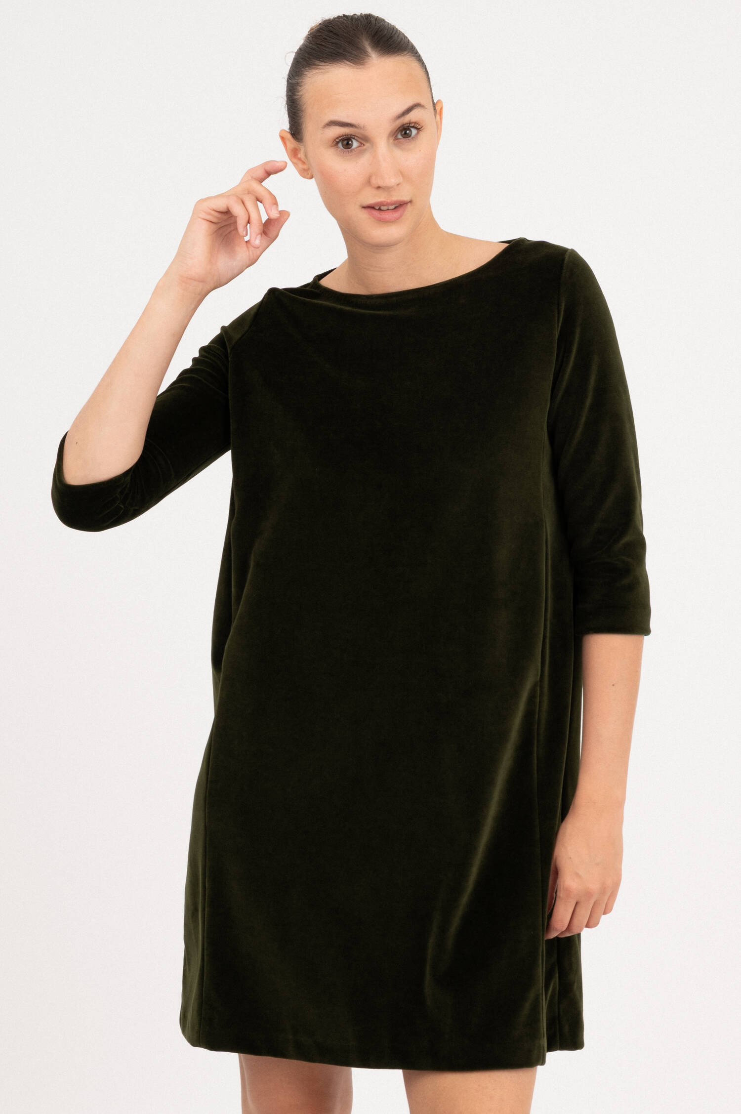 Samtkleid in Grün