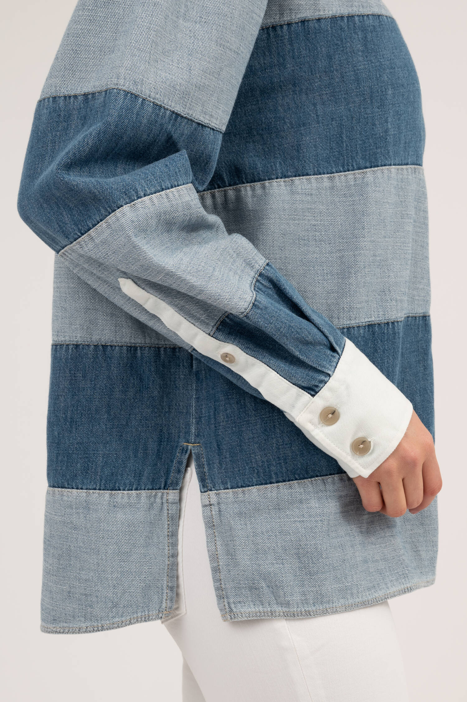 Rugby Denimshirt in Hellblau/Mittelblau Rugby Denimshirt in Hellblau/Mittelblau