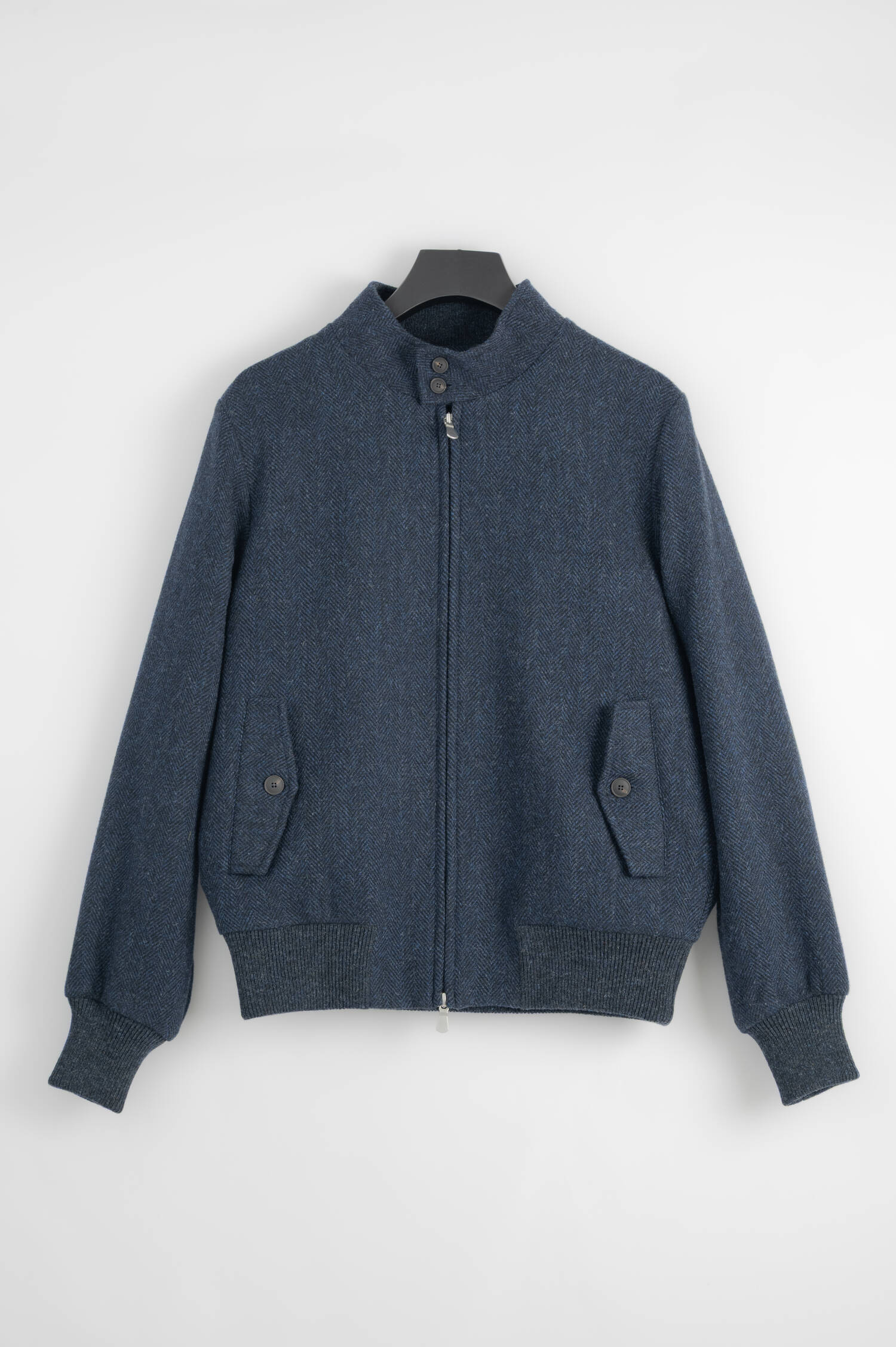 Woll-Mix-Jacke mit Fischgrätmuster in Blau