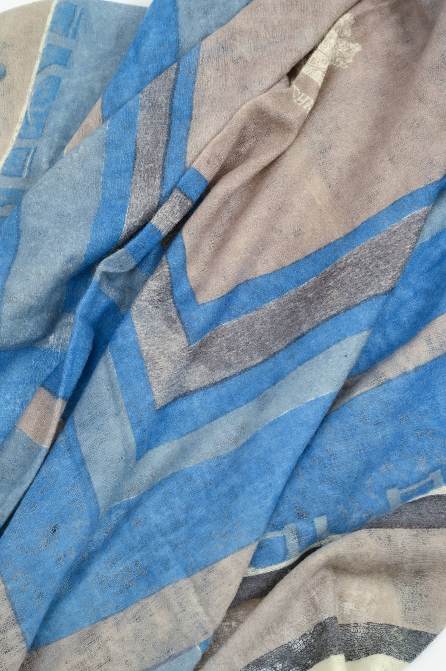 Cashmere Tuch in Pacific/Taupe/Grau gemustert