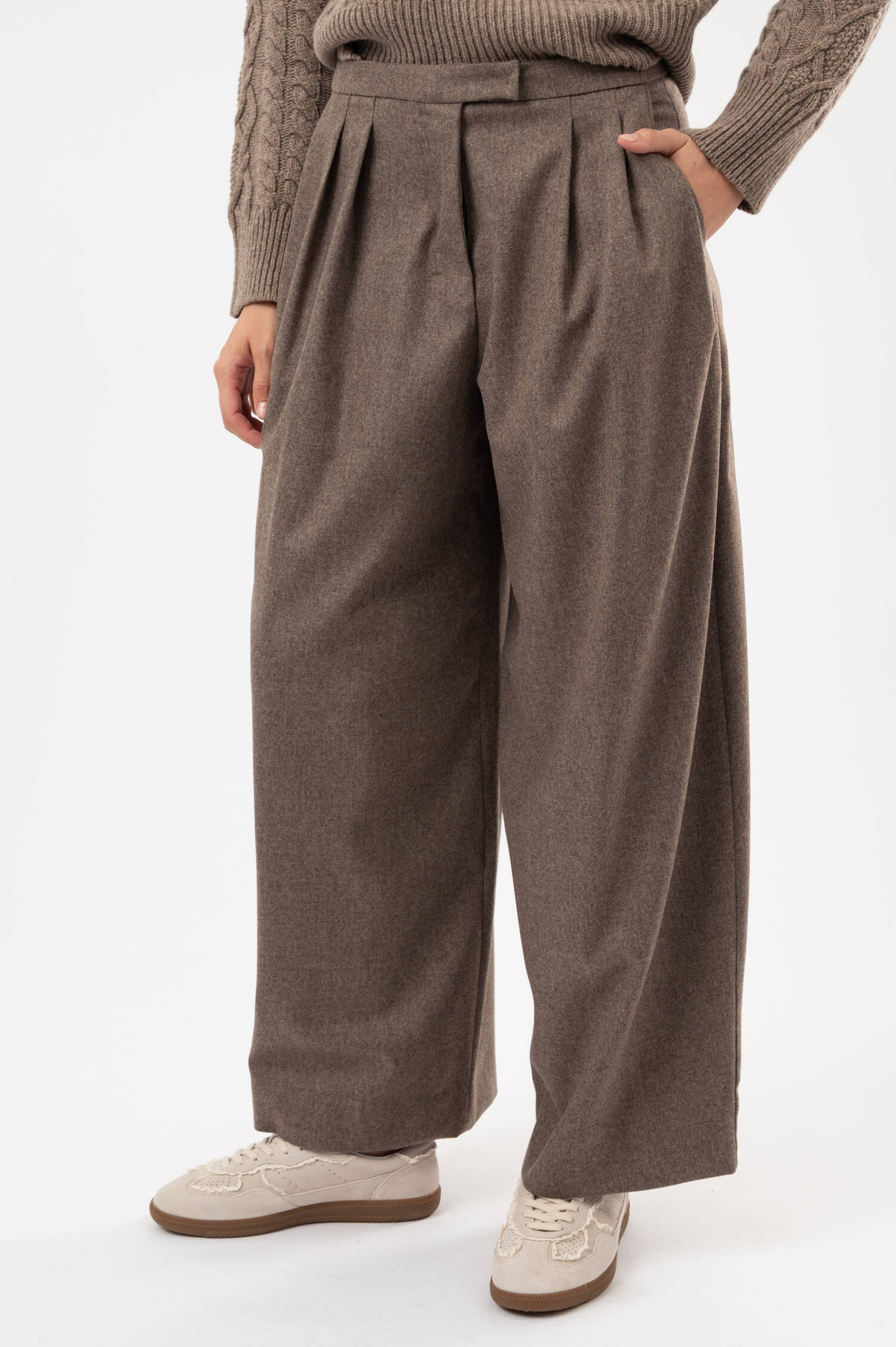 Woll-Hose in Taupe
