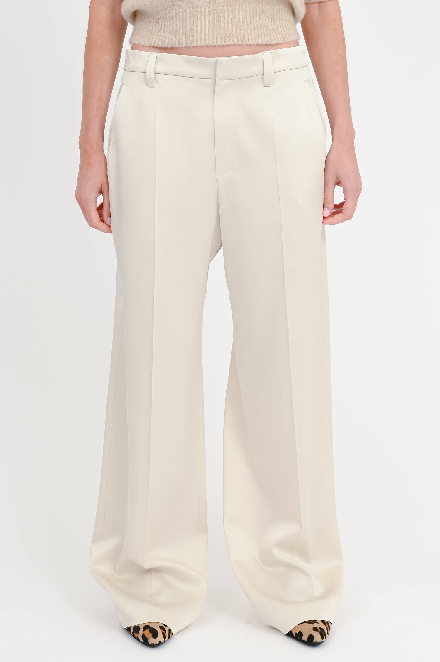 Shimmer Wide-Leg Hose in Creme