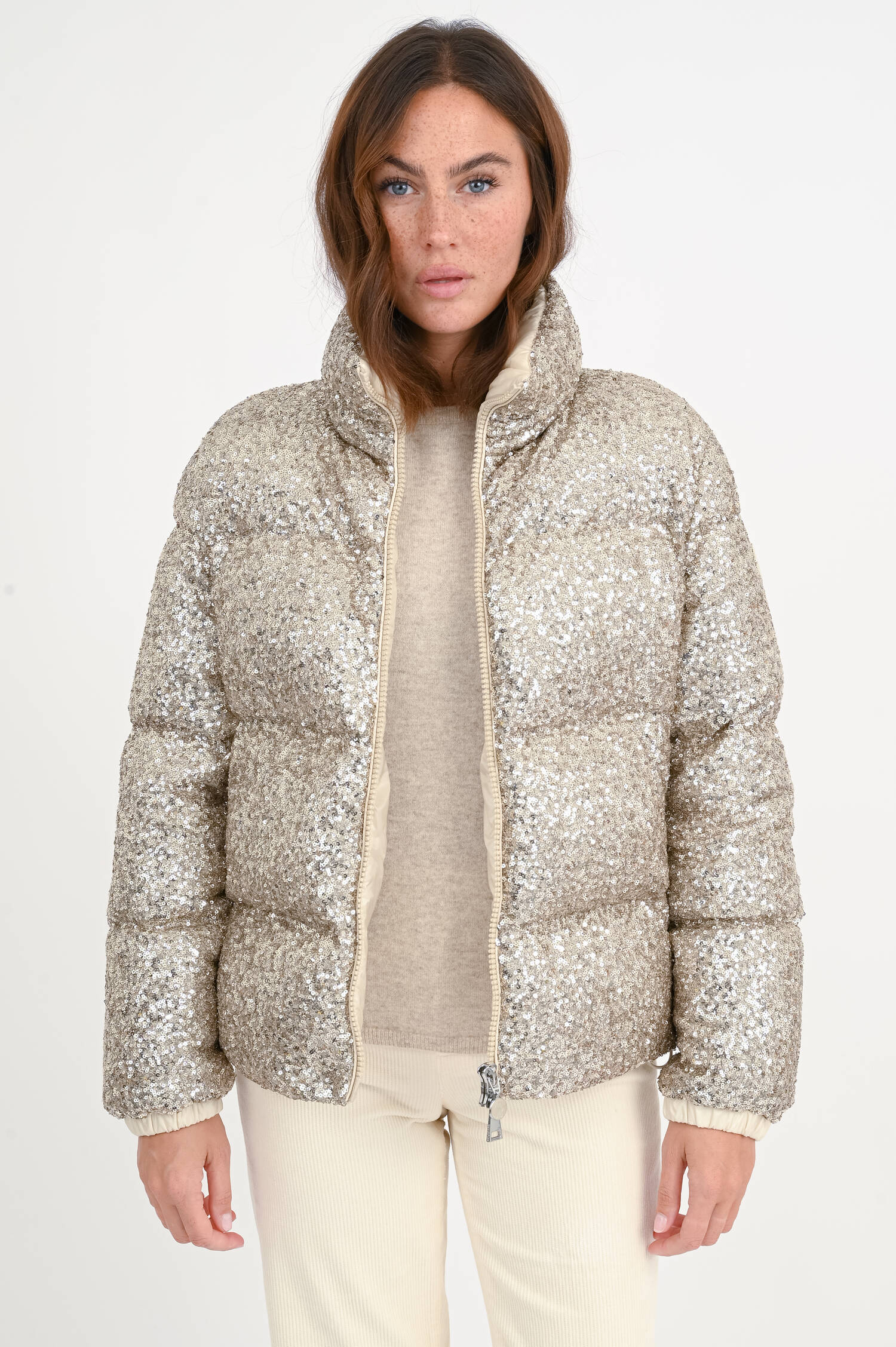 Daunenjacke ANTERNES mit Pailletten in Gold