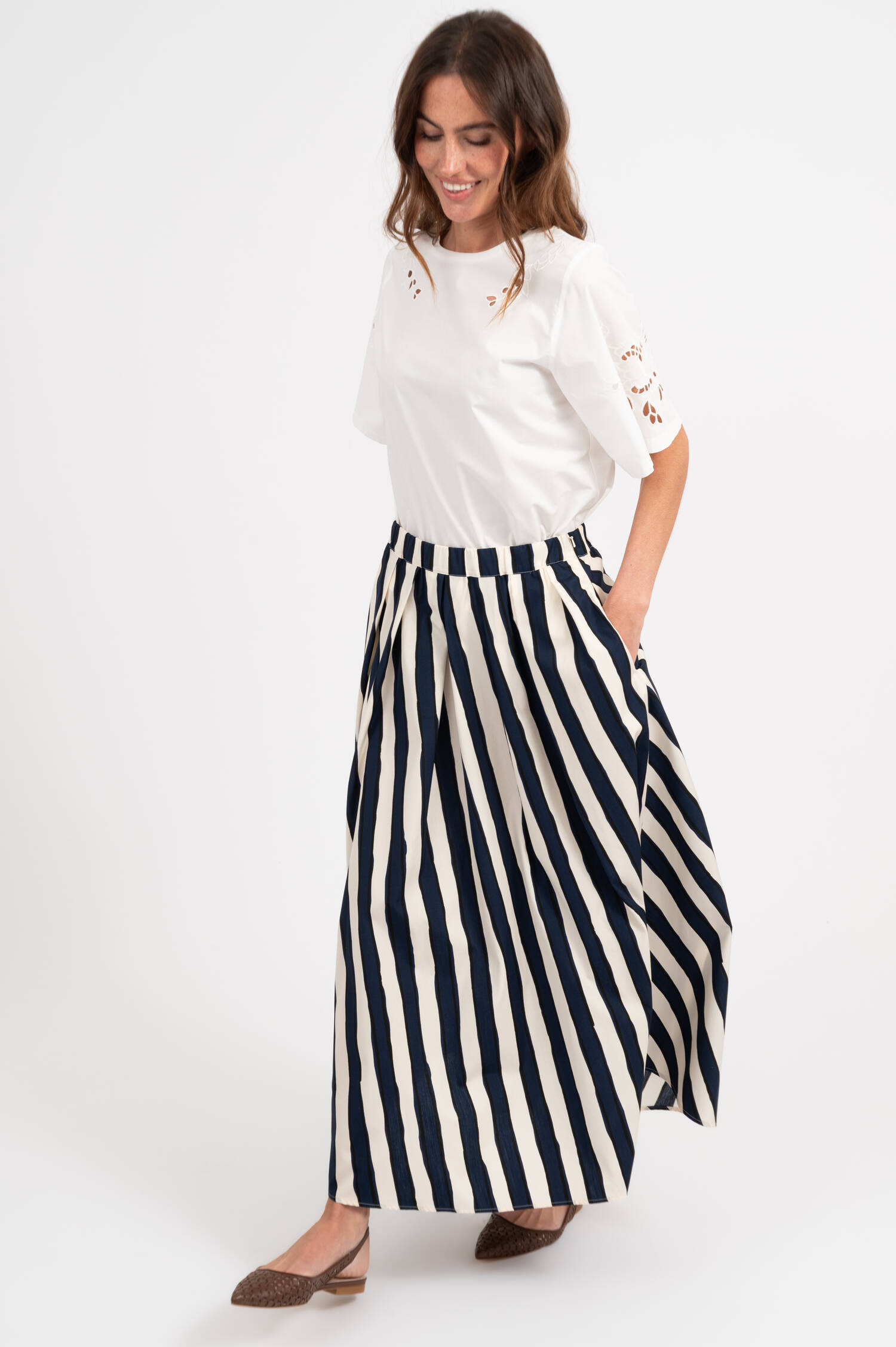 Midi Rock UOMO in Blau/Creme gestreift