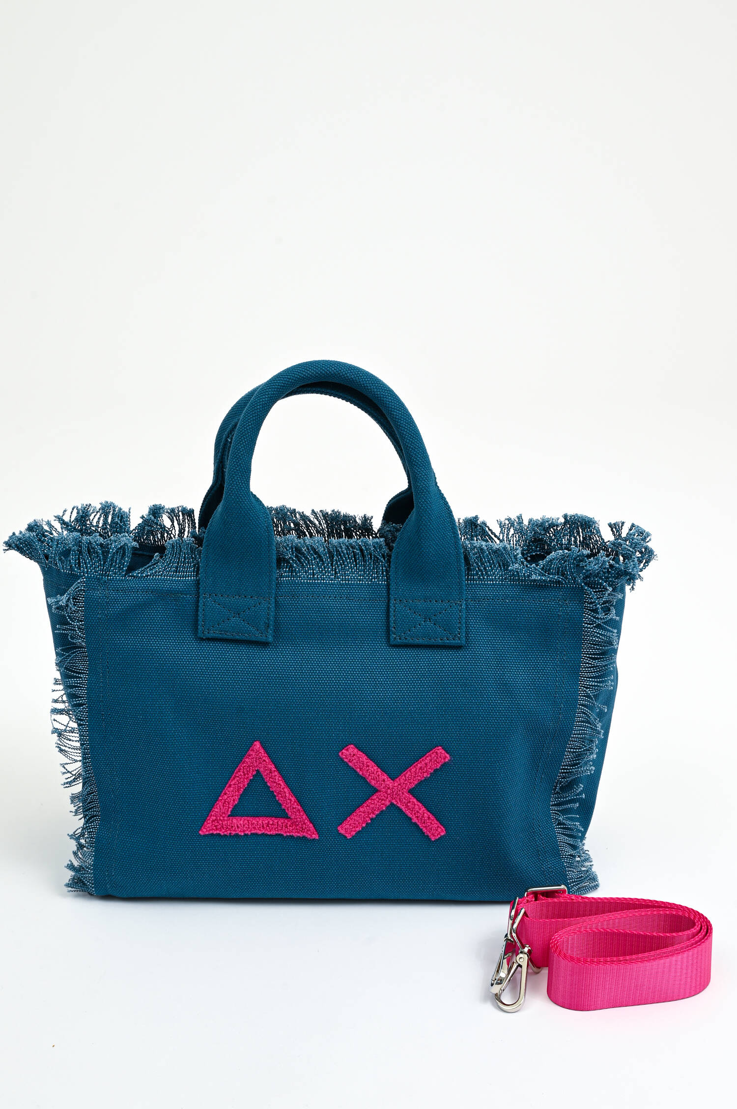 Large Canvas Tote mit Fransen in Blau