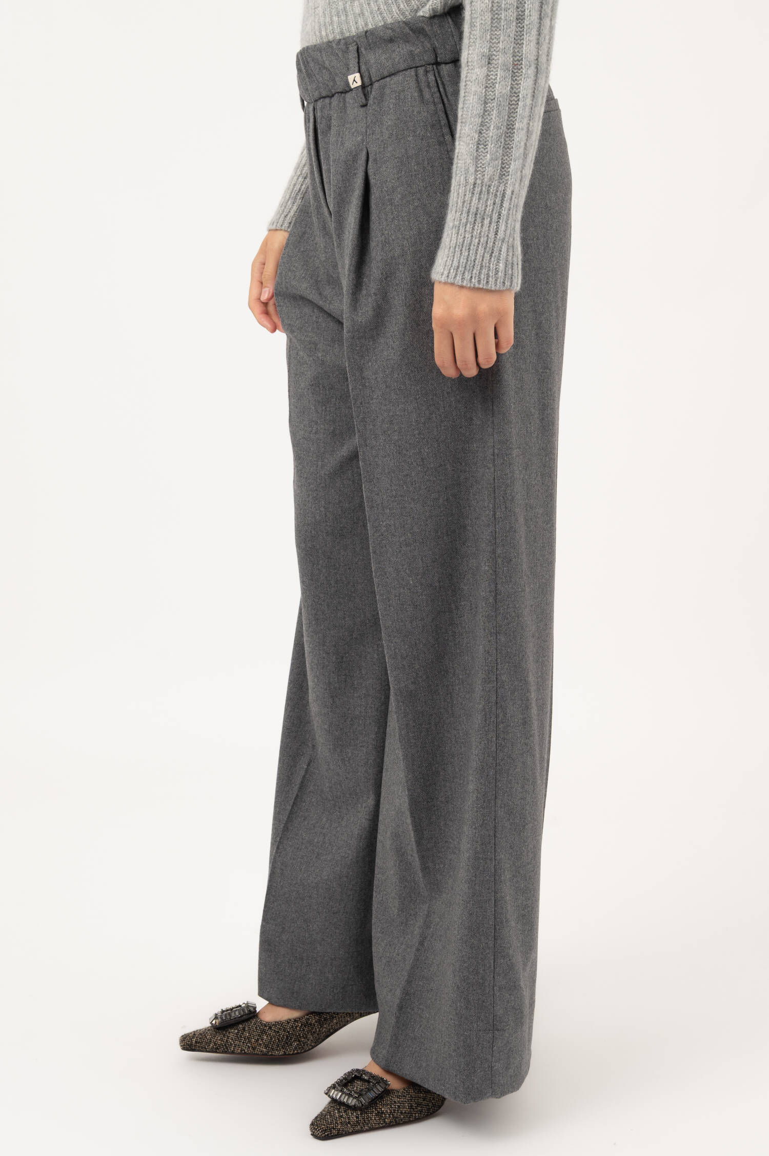 Weite Woll-Mix Hose in Grau meliert Weite Woll-Mix Hose in Grau meliert