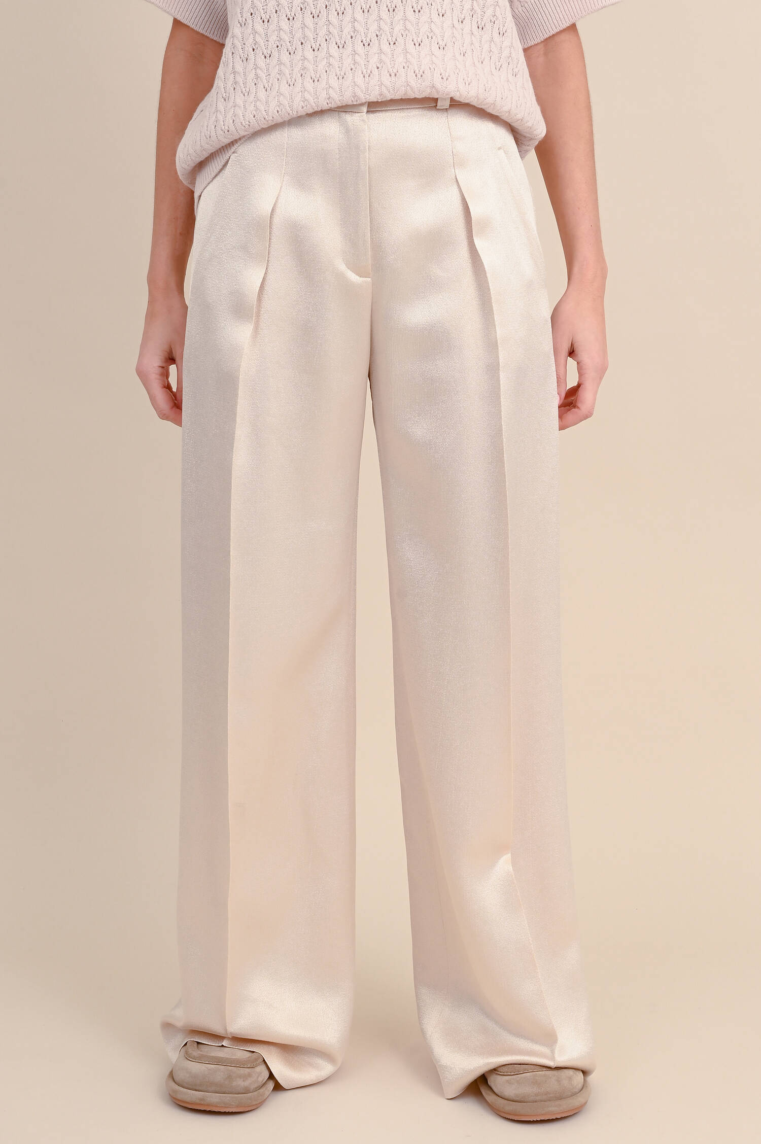 Hose mit weitem Bein in Pearly Nude