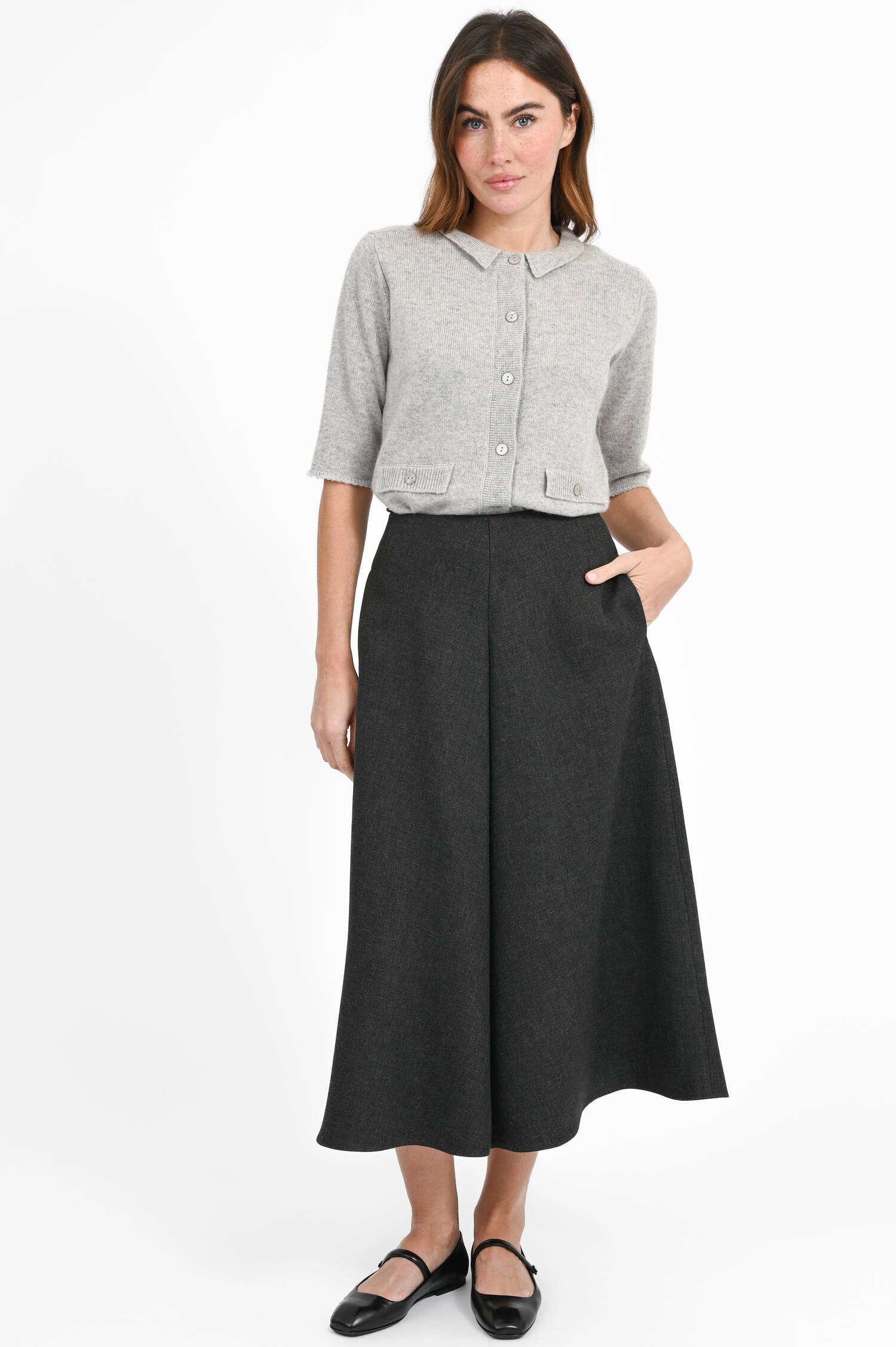 Midi-Rock in Anthrazit meliert Midi-Rock in Anthrazit meliert