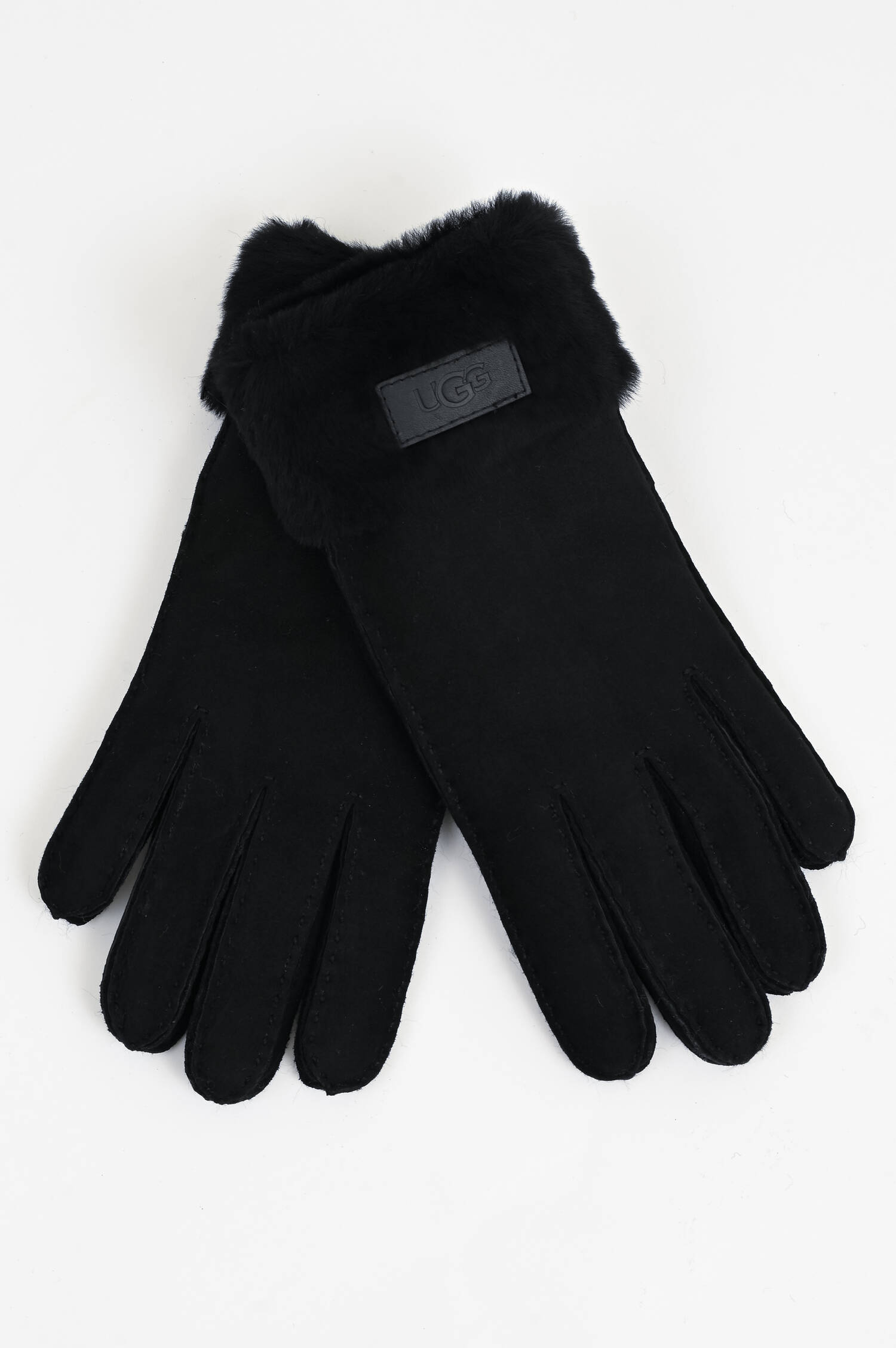 Lammfell-Handschuhe TURN CUFF in Schwarz