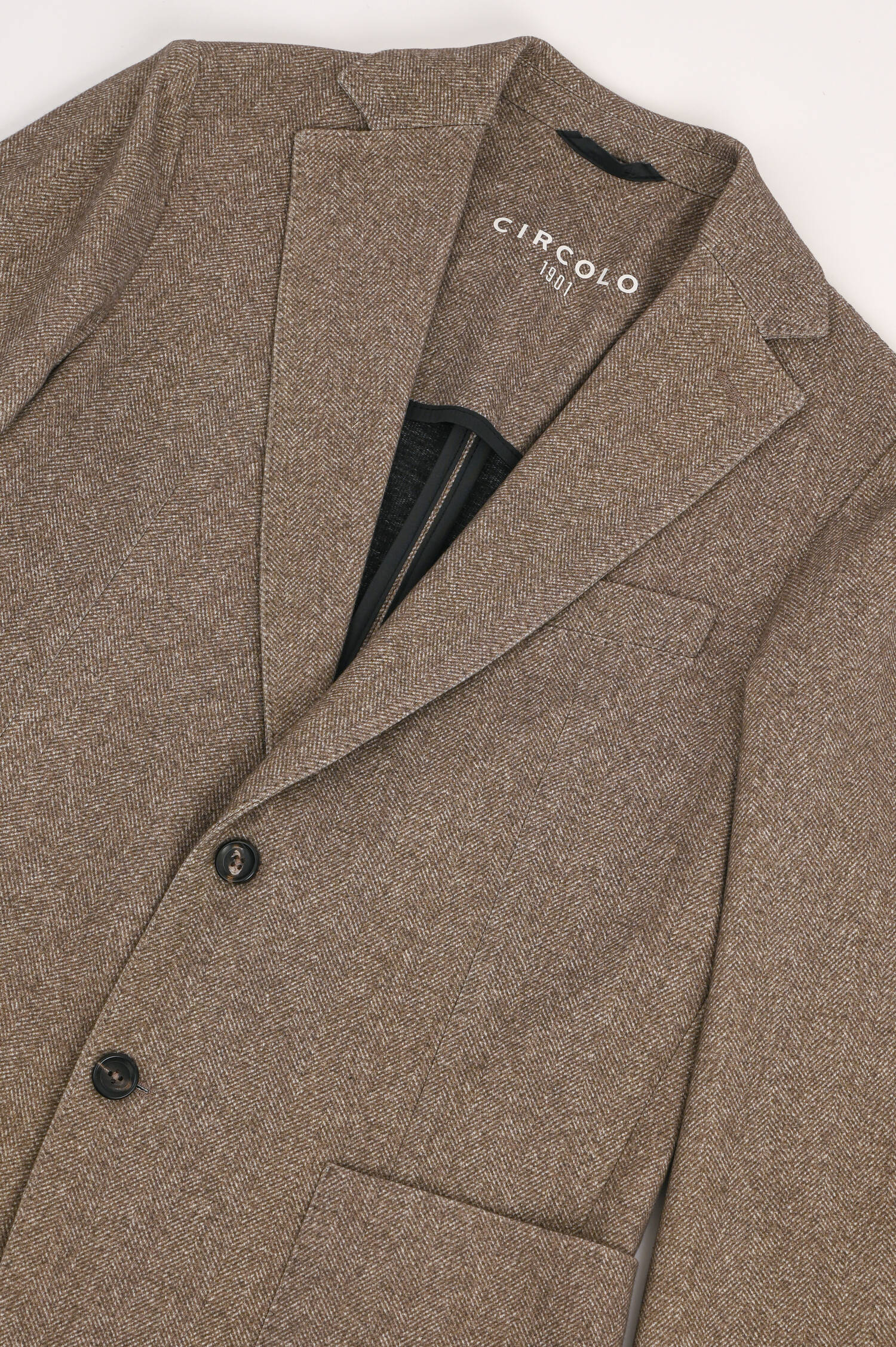 Baumwollsakko mit Fischgrätenmuster in Braun