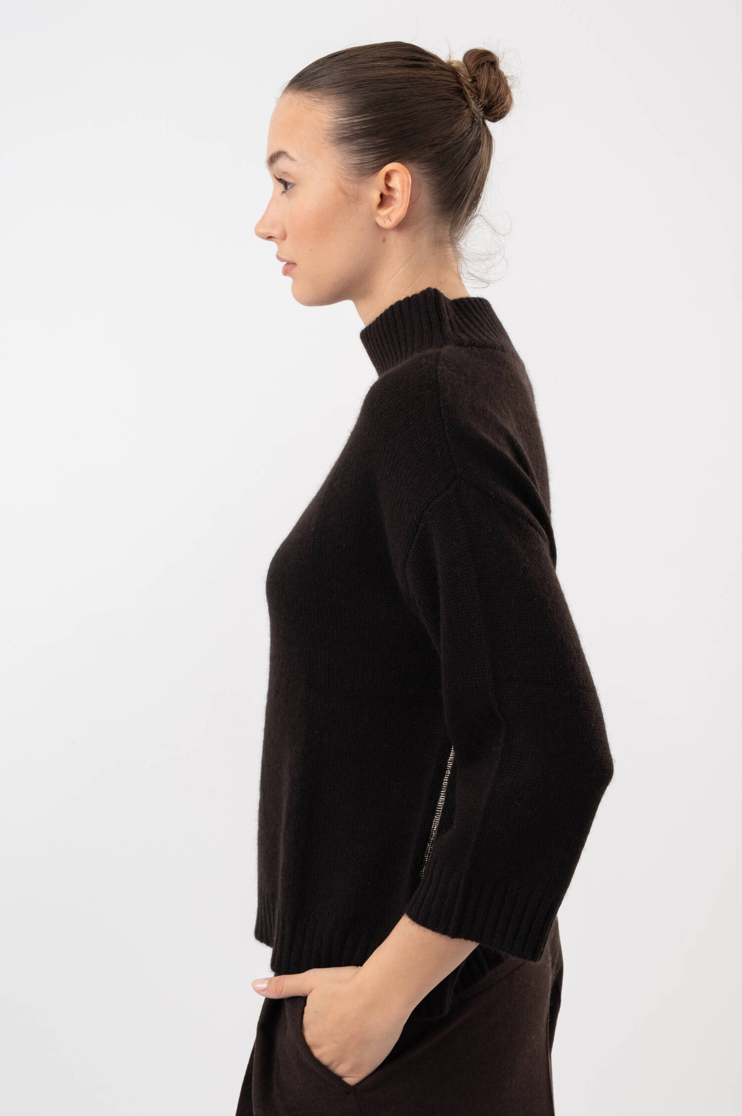 Cashmere-Pullover in Dunkelbraun