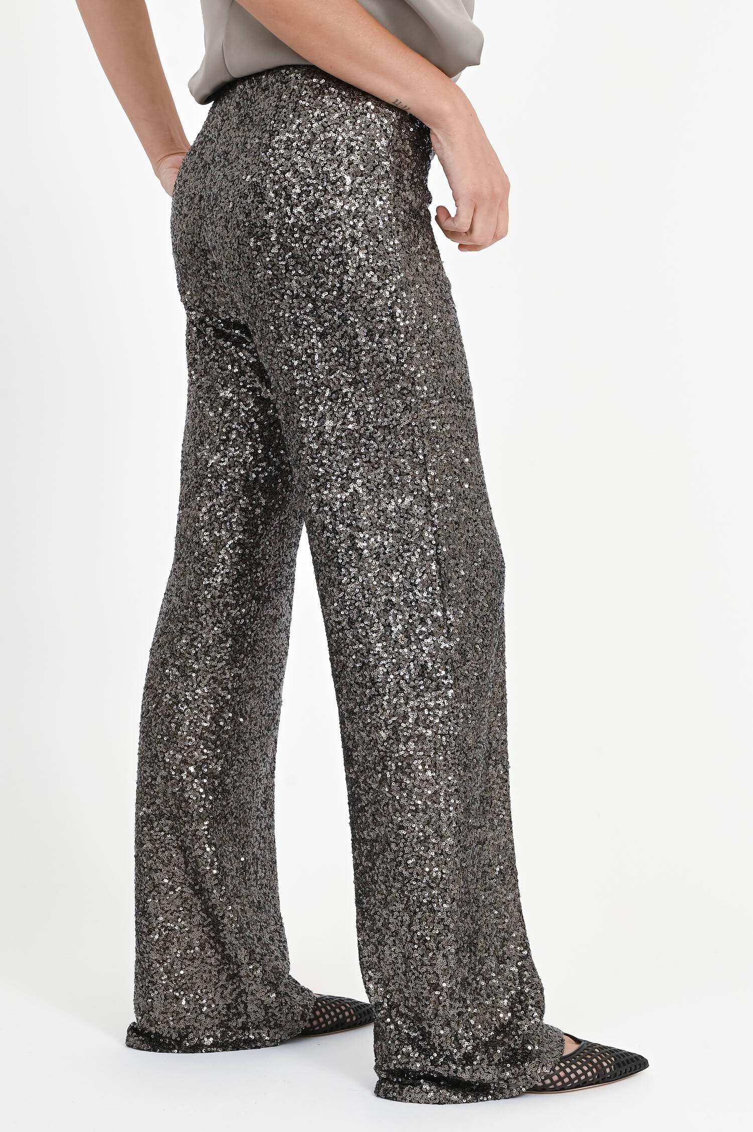Pailetten-Hose in Taupe Shimmer