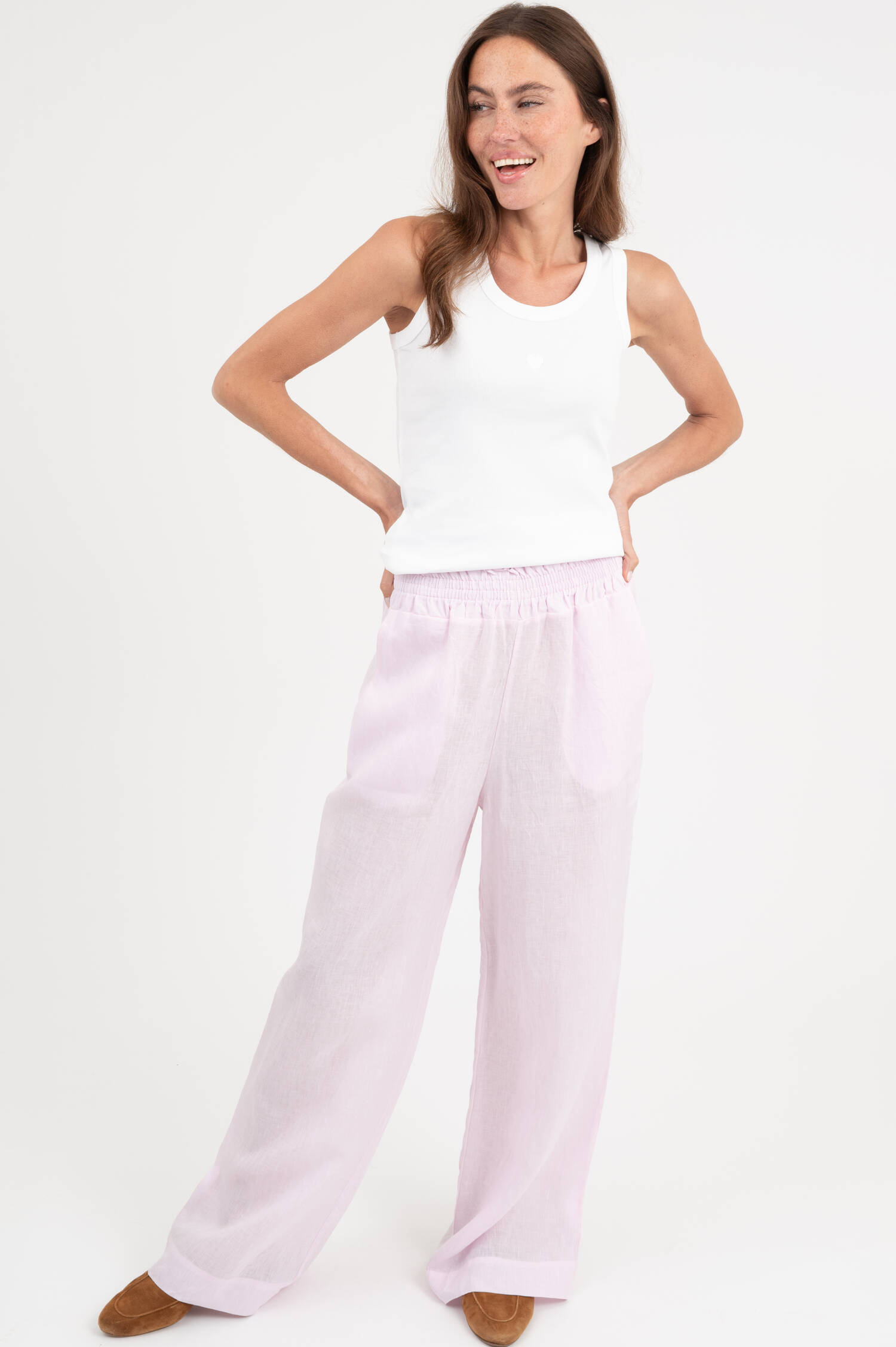 Schlupfhose FRAN aus Leinen in Rosa