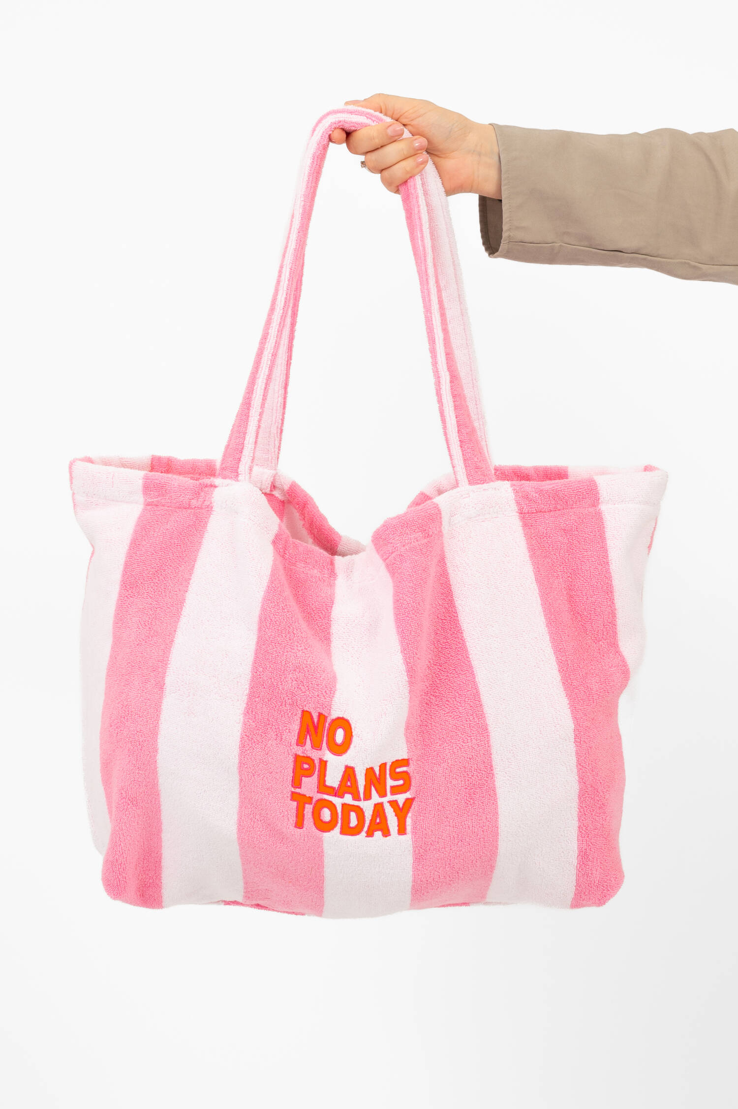 Frottee Strandtasche in Rosa/Weiß