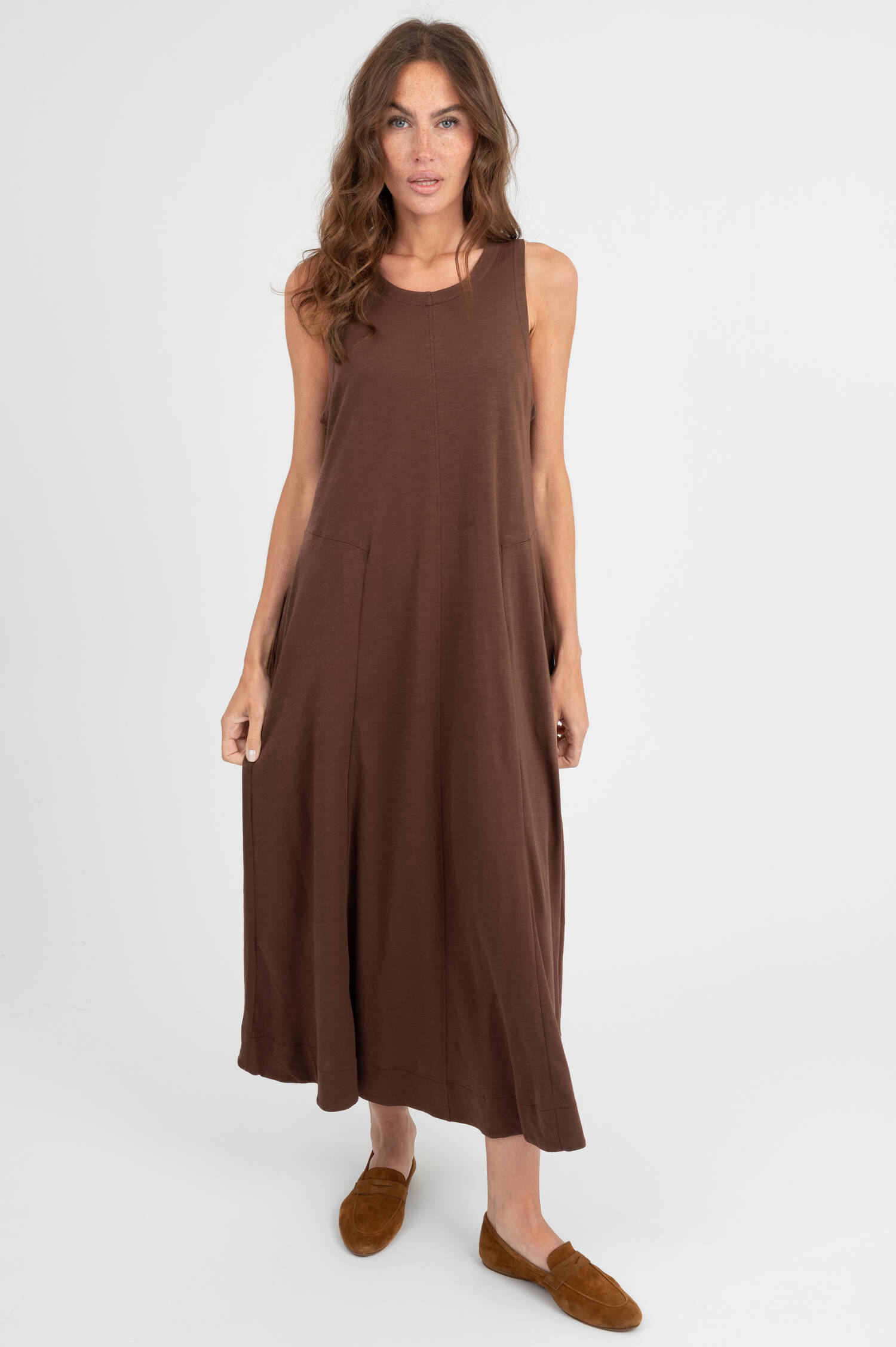 Midi Kleid in Braun meliert