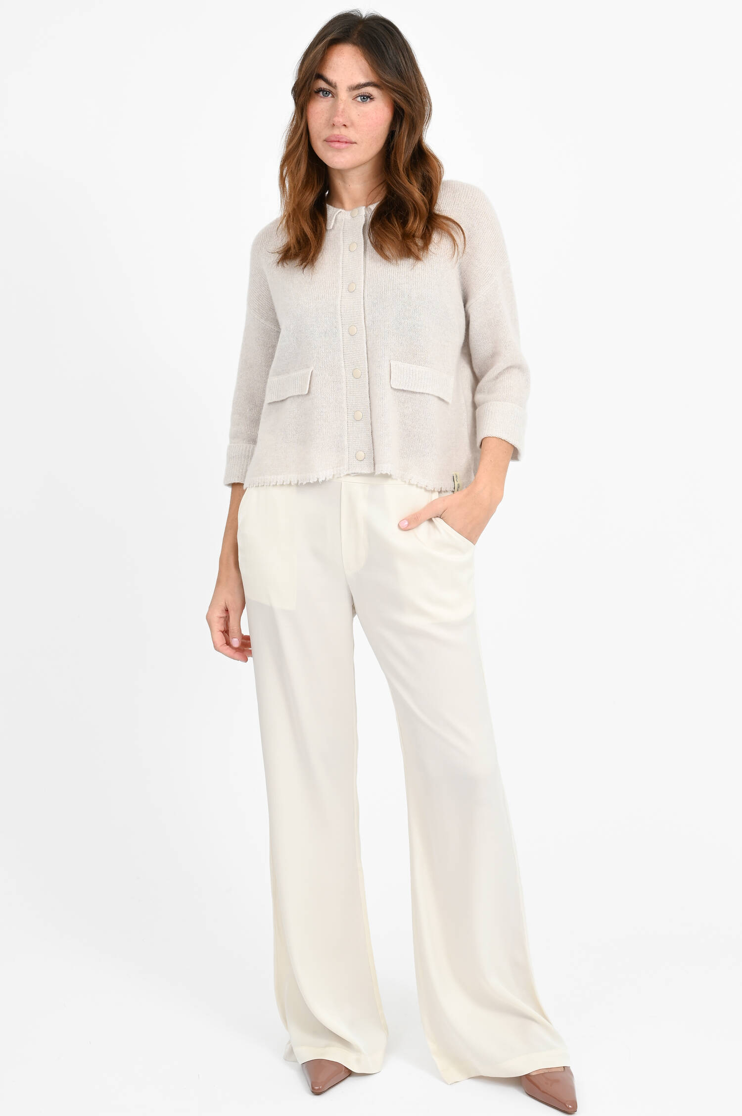 Wide-Leg-Pants aus Seide in Creme Wide-Leg-Pants aus Seide in Creme