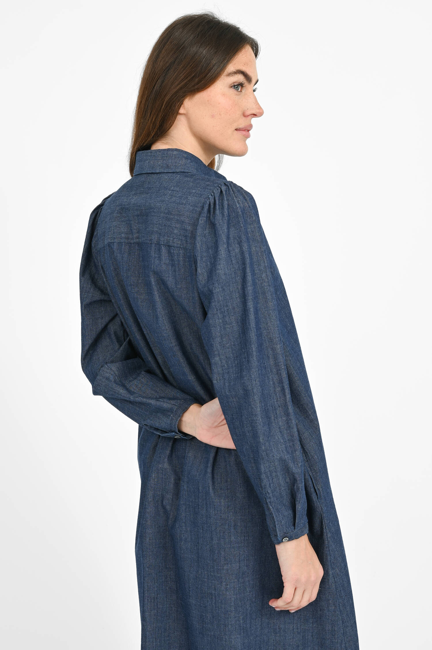 Blusenkleid FIONYD mit Puffärmeln in Indigo Blusenkleid FIONYD mit Puffärmeln in Indigo