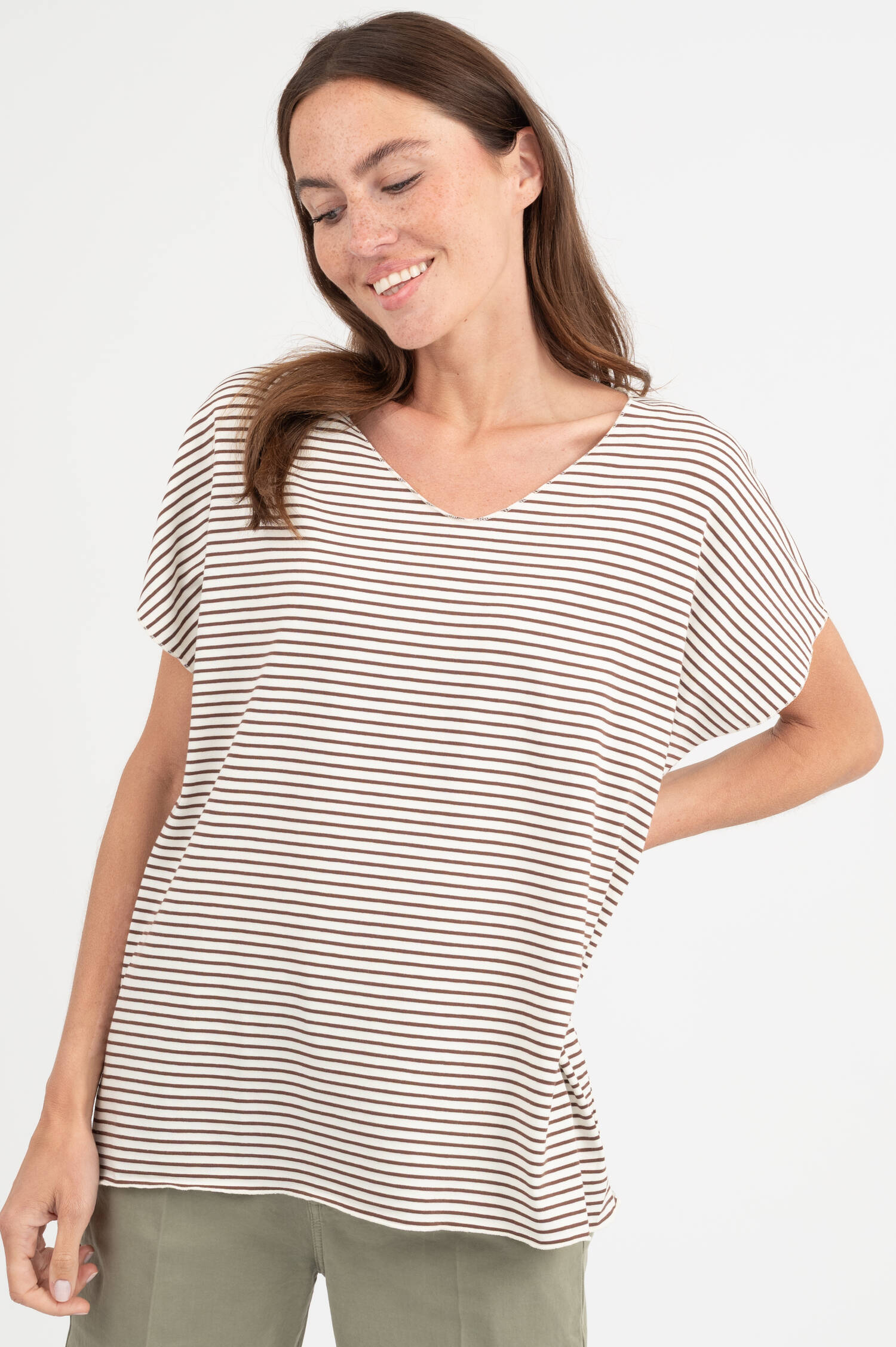 Oversize T-Shirt in Braun/Ecru gestreift Oversize T-Shirt in Braun/Ecru gestreift