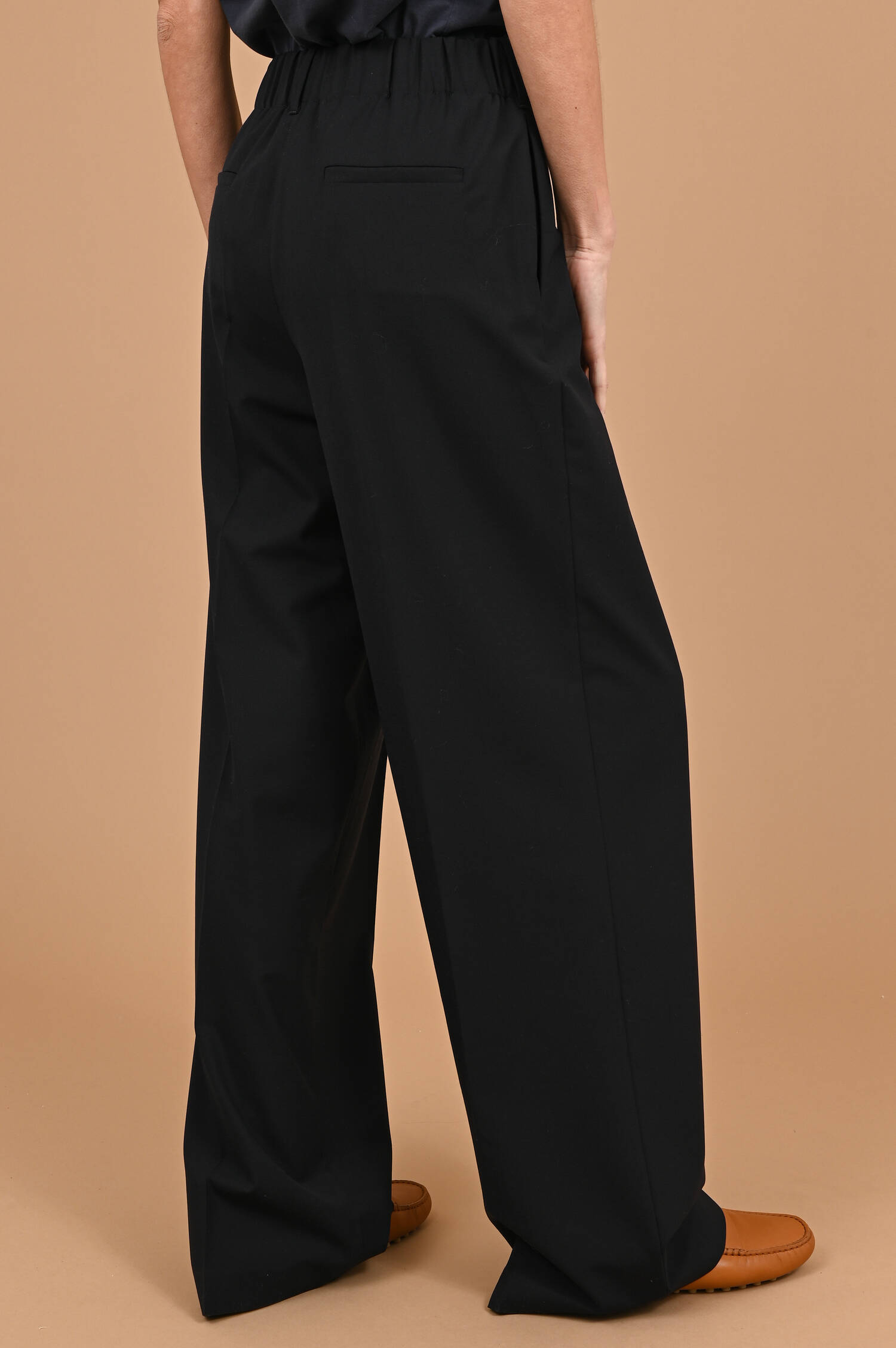 Wide-Leg Bundefaltenhose in Navyblau