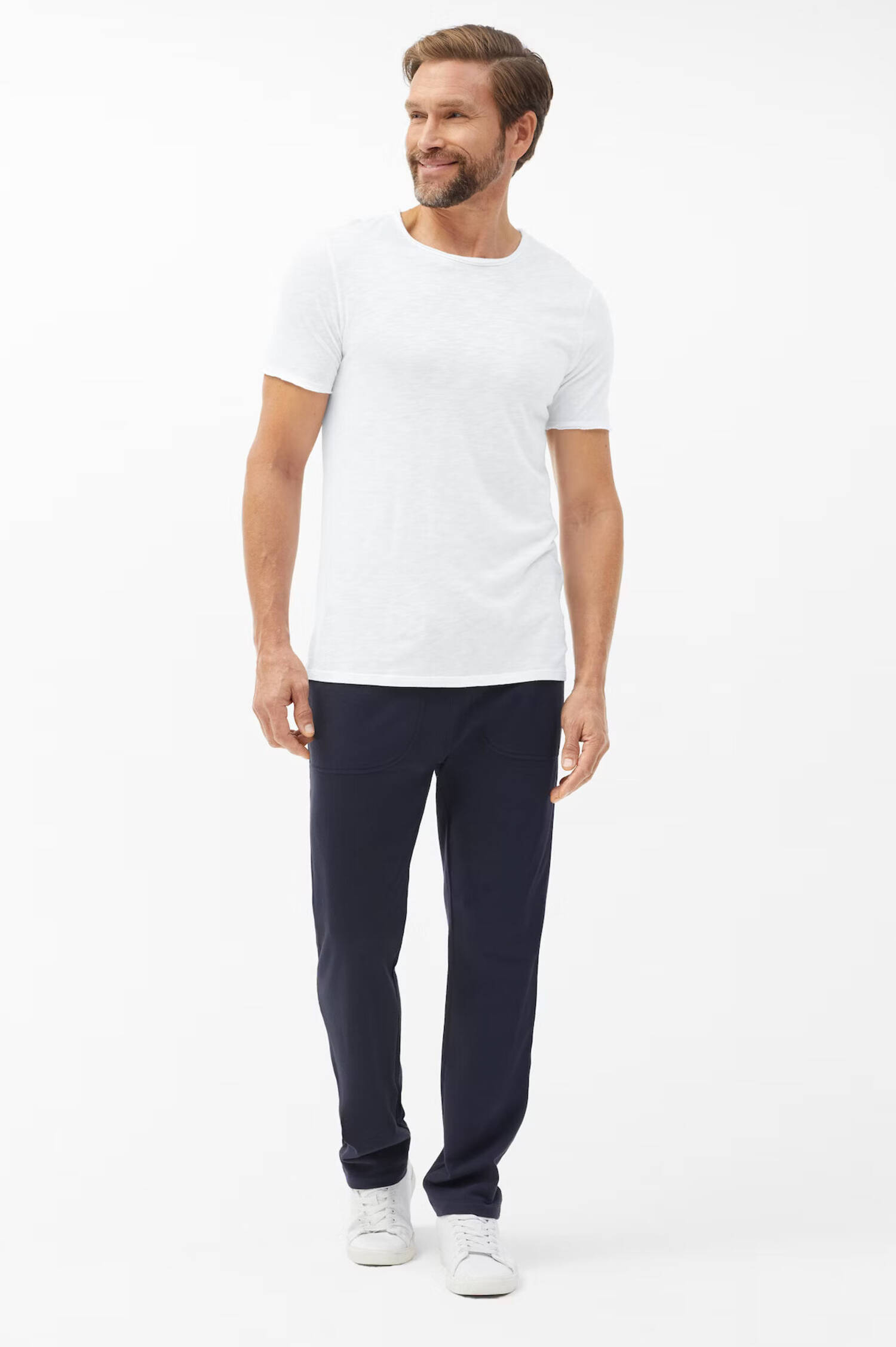 Baumwolle/Viskose T-Shirt in Weiß