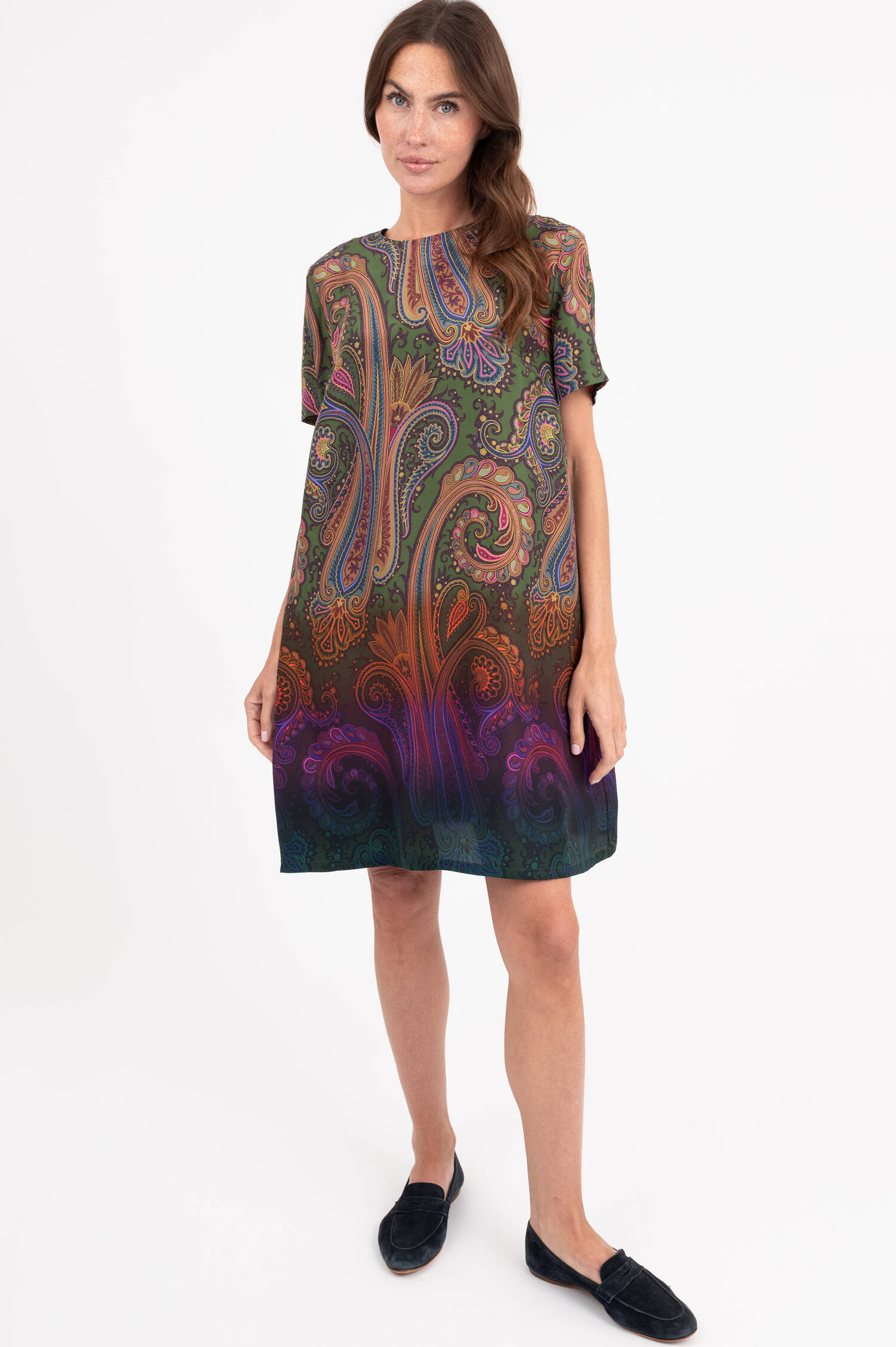 Seidenkleid mit Paisley Print in Multicolor Seidenkleid mit Paisley Print in Multicolor