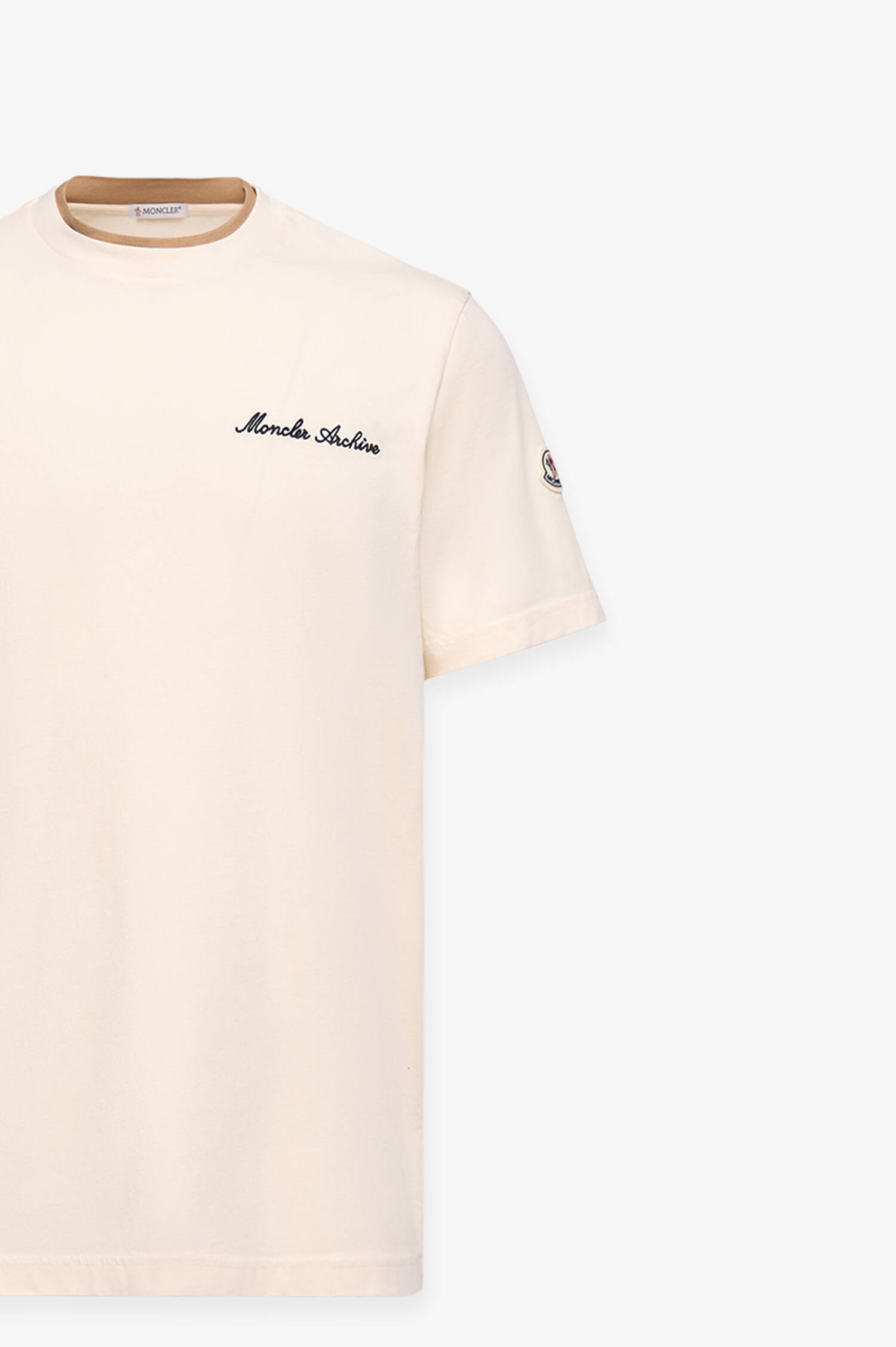 T-Shirt mit Logo-Stick in Creme