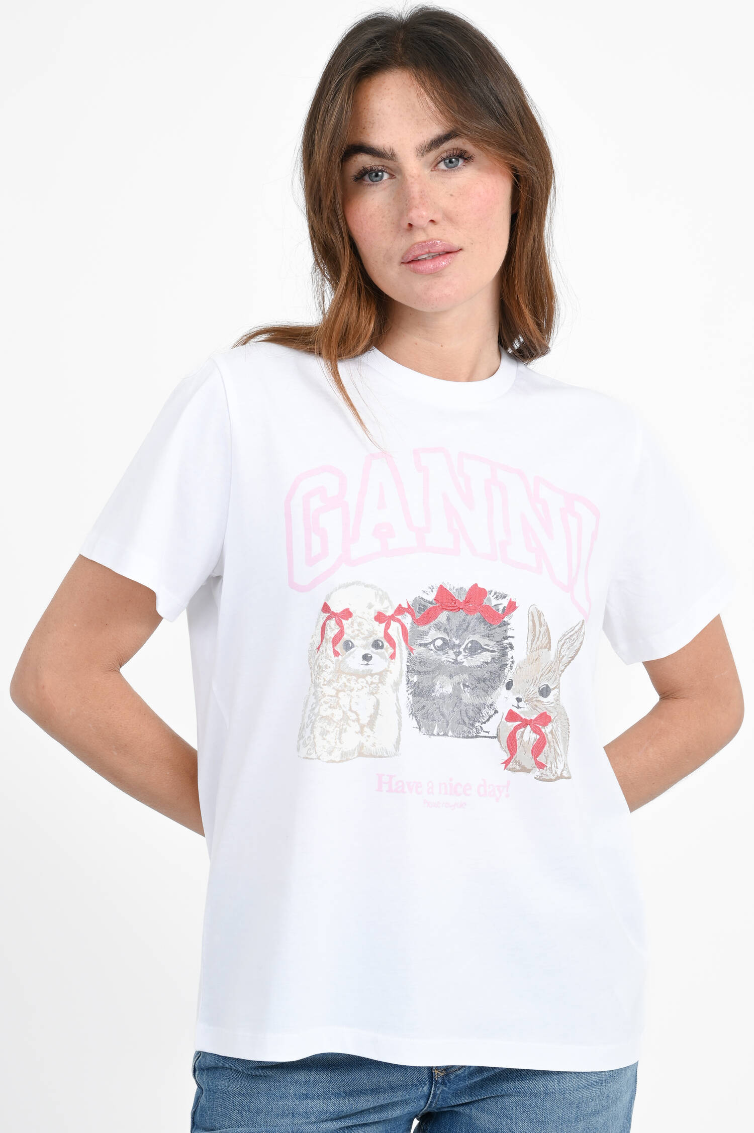 T-Shirt mit Logo-Detail in Weiß