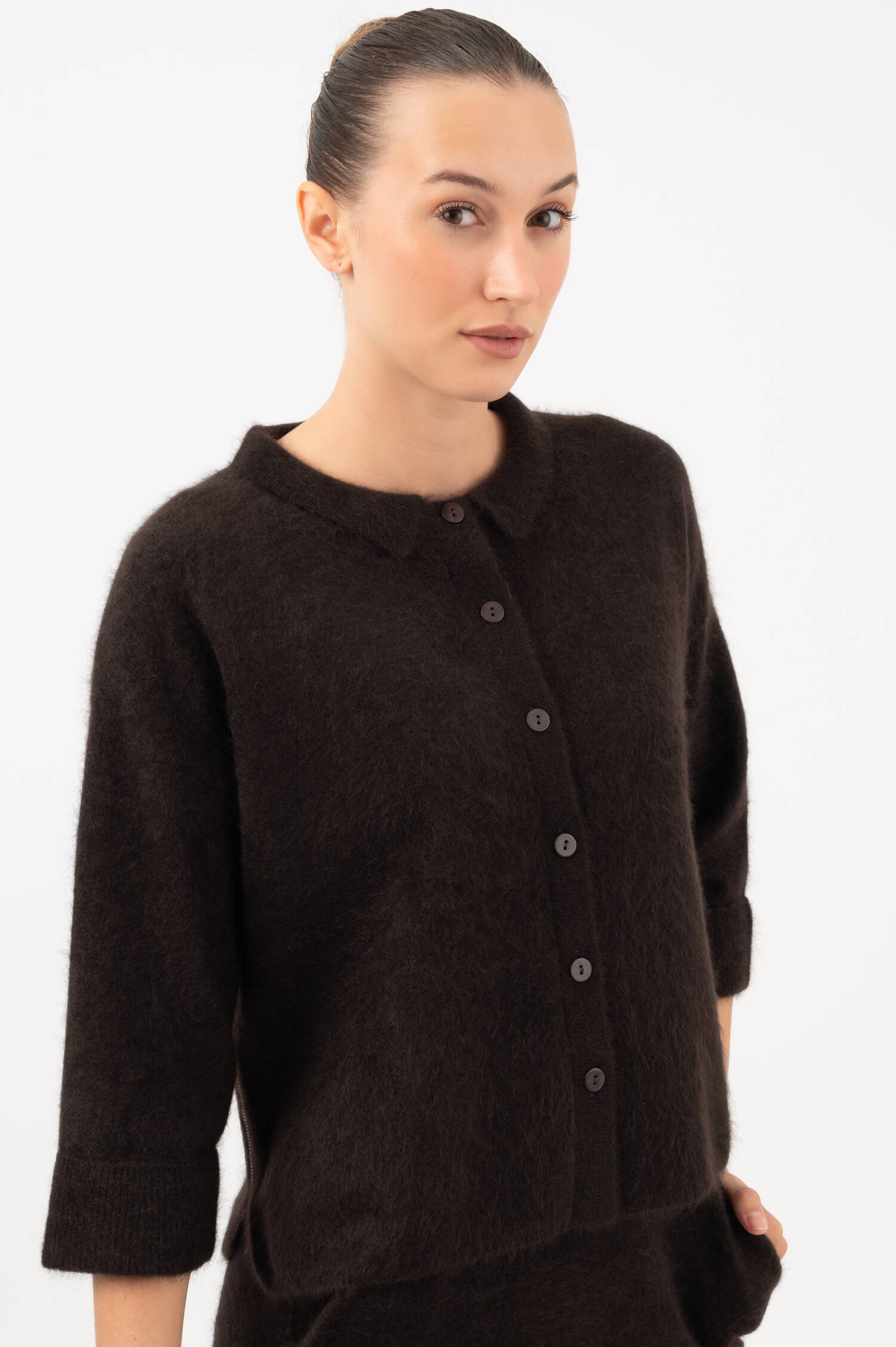 Hairy Cashmere Cardigan in Braun Hairy Cashmere Cardigan in Braun