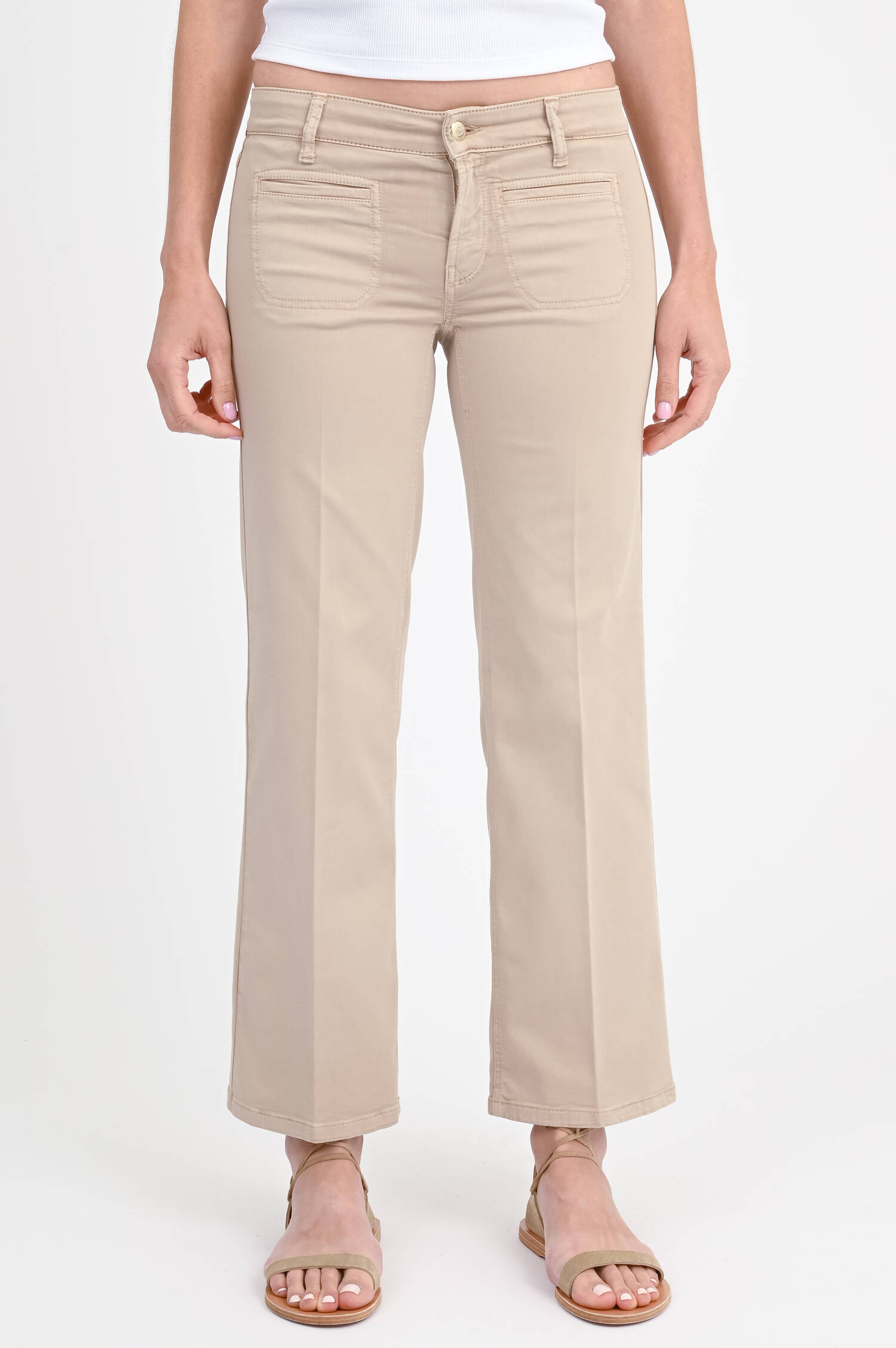 Baumwoll-Mix Hose TESS CROPPED in Frappe