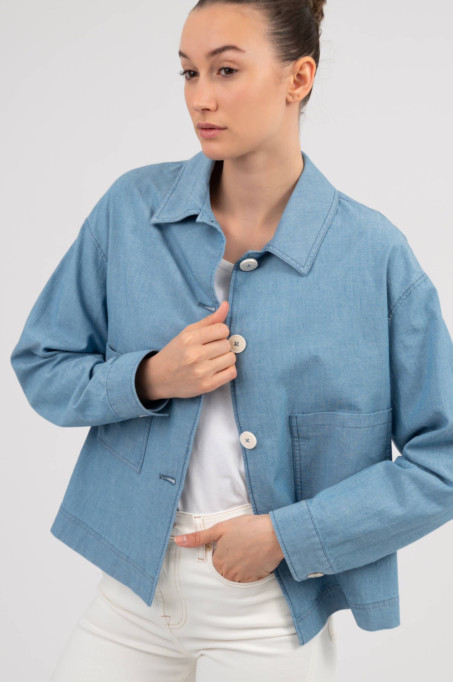 Shirtjacke in Denimblau