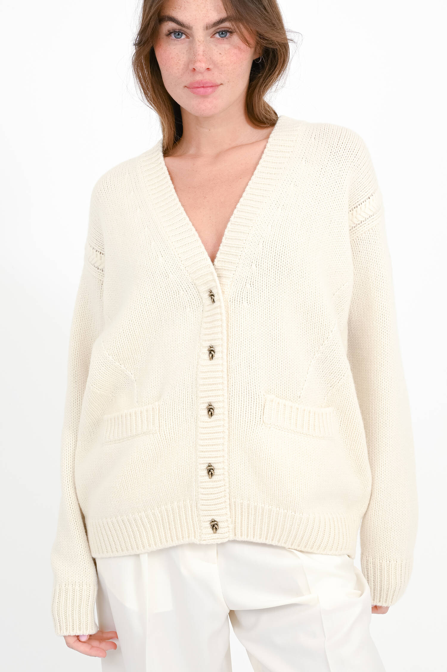 Cardigan aus Wollmix in Elfenbein