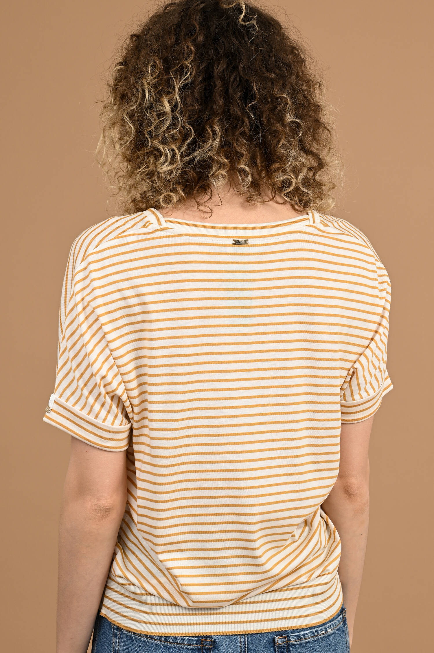 Ringel T-Shirt in Beige/Weiß