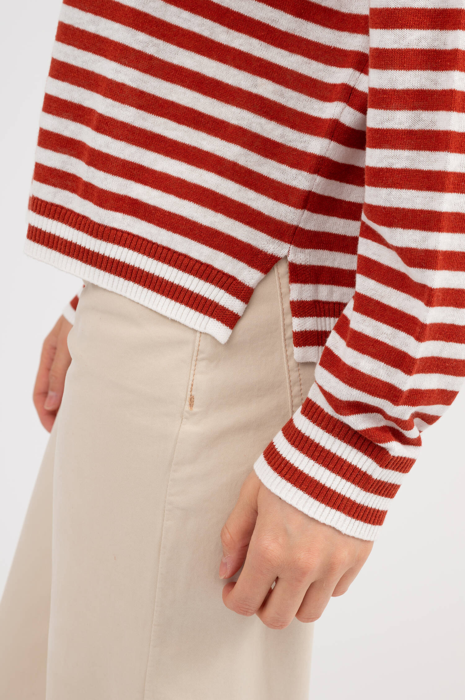 Langarm Ringelshirt in Rot/Weiß