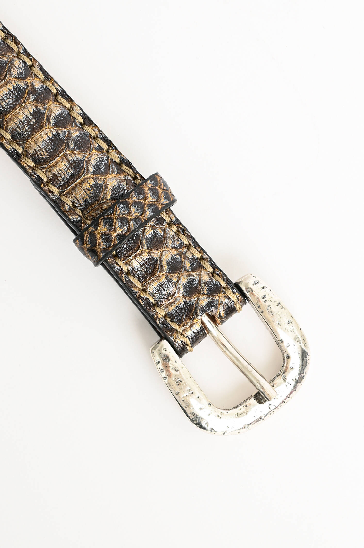 Gürtel PITONE in Braun/Gold