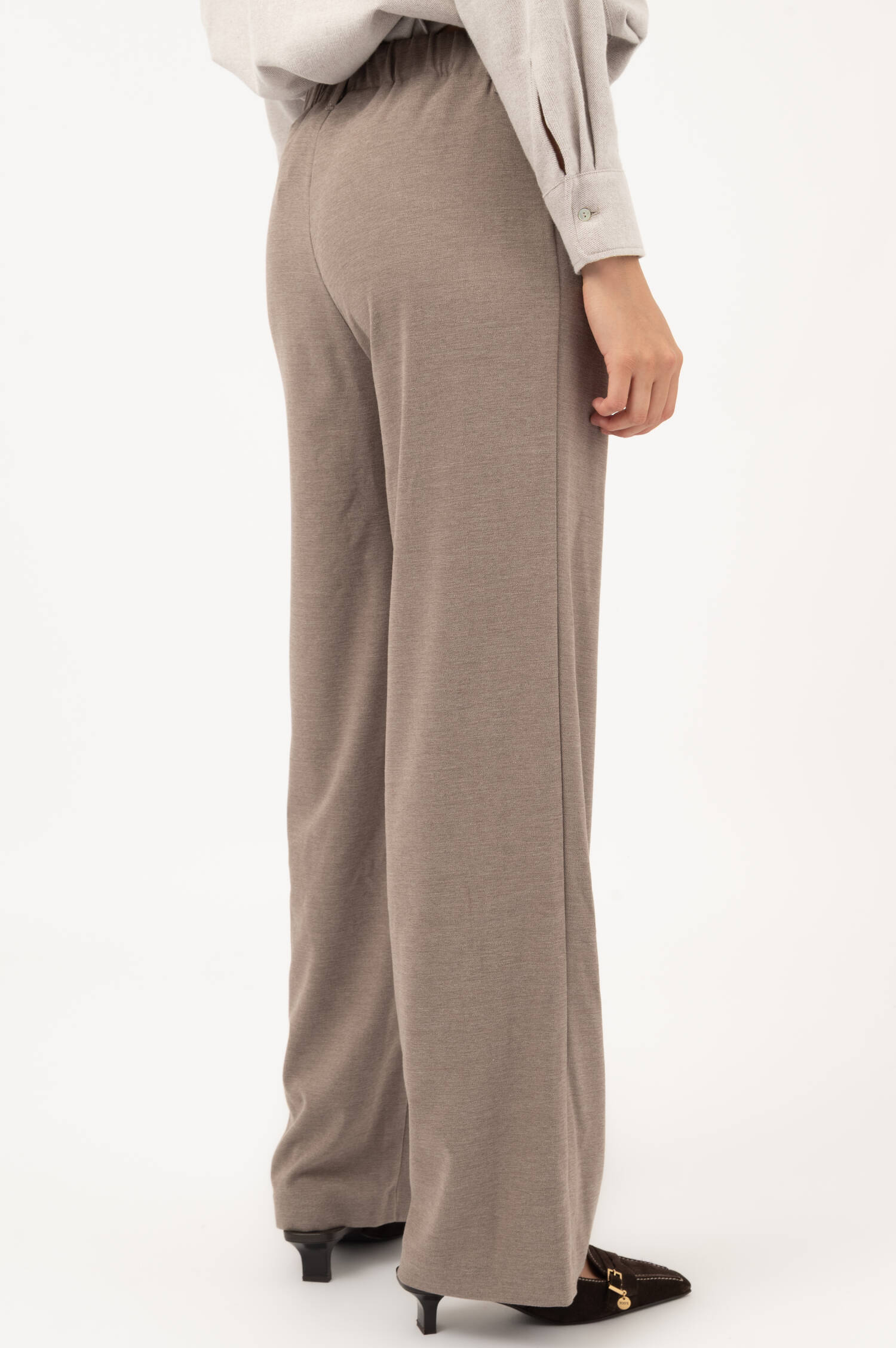 Wide-Leg-Bundfaltenhose in Beige