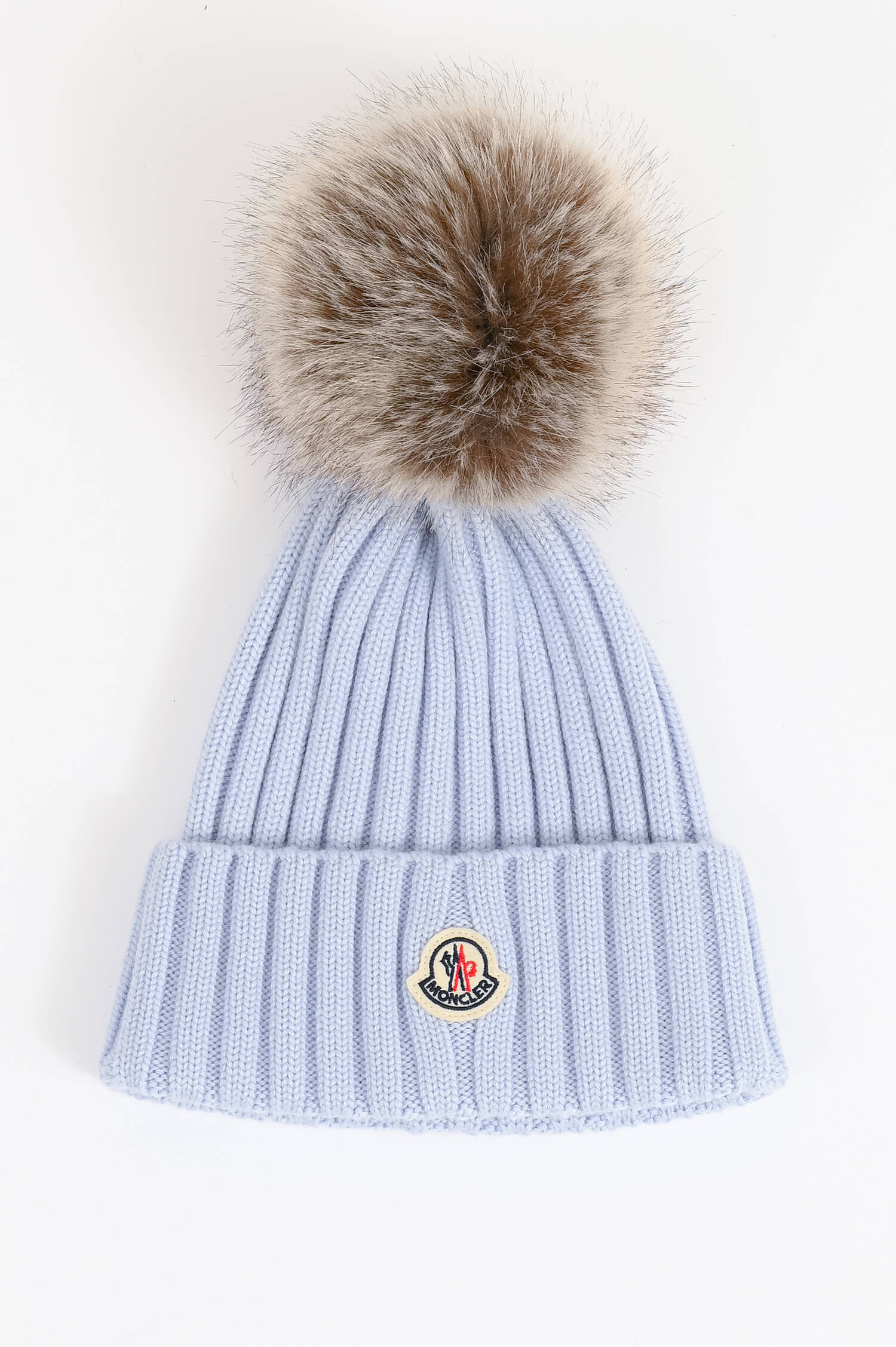 Wollmütze mit Logo in Hellblau