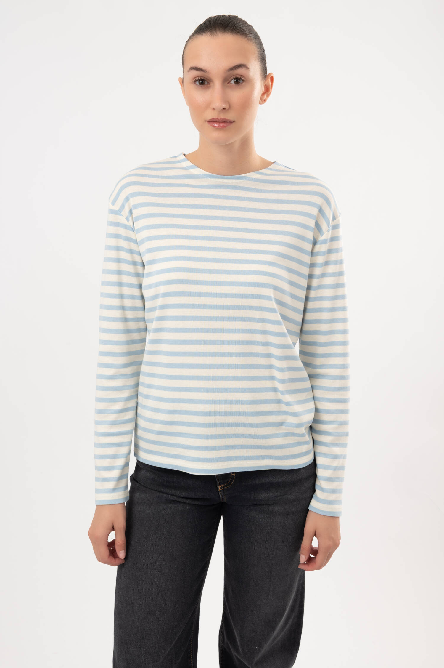 Langarm-Shirt in Blau/Weiß gestreift Langarm-Shirt in Blau/Weiß gestreift