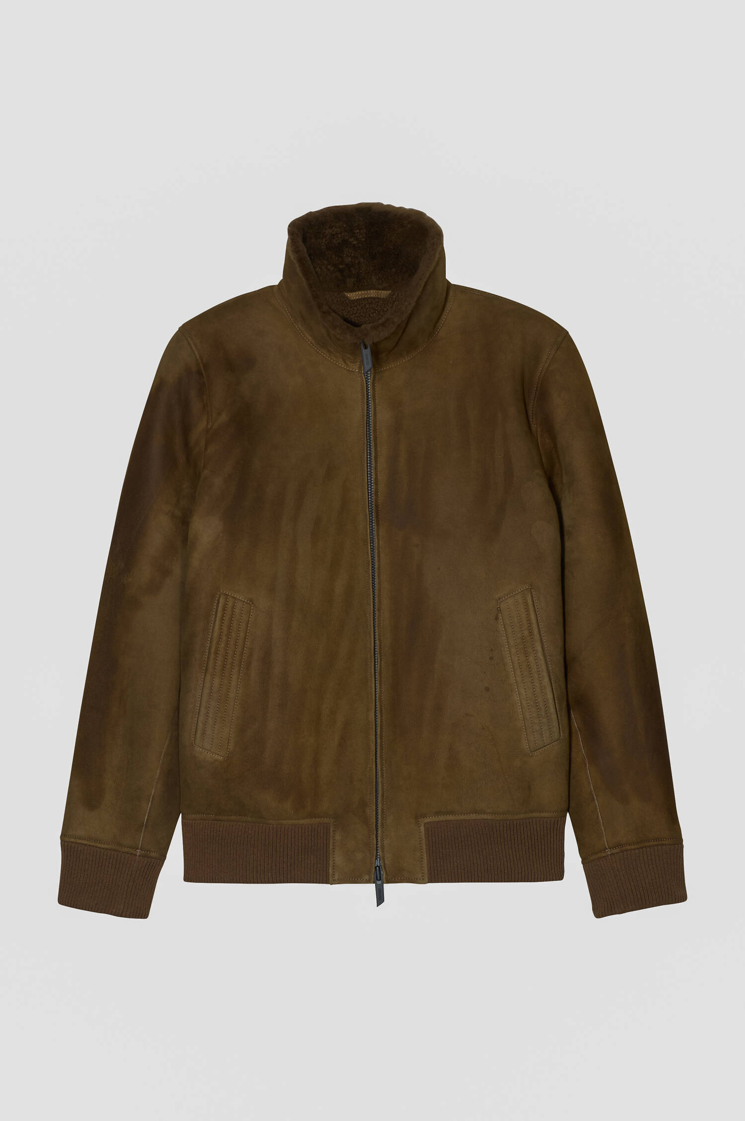 Jacke aus Lammleder in Oliv Jacke aus Lammleder in Oliv