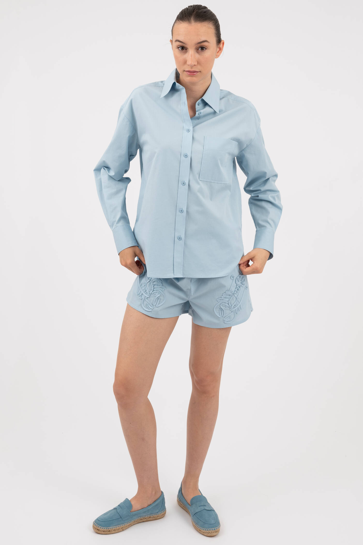 Oversize Bluse in Hellblau