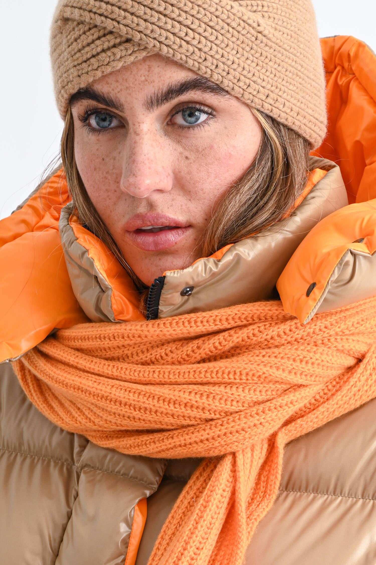 Rippstrick-Schal aus Cashmere in Orange