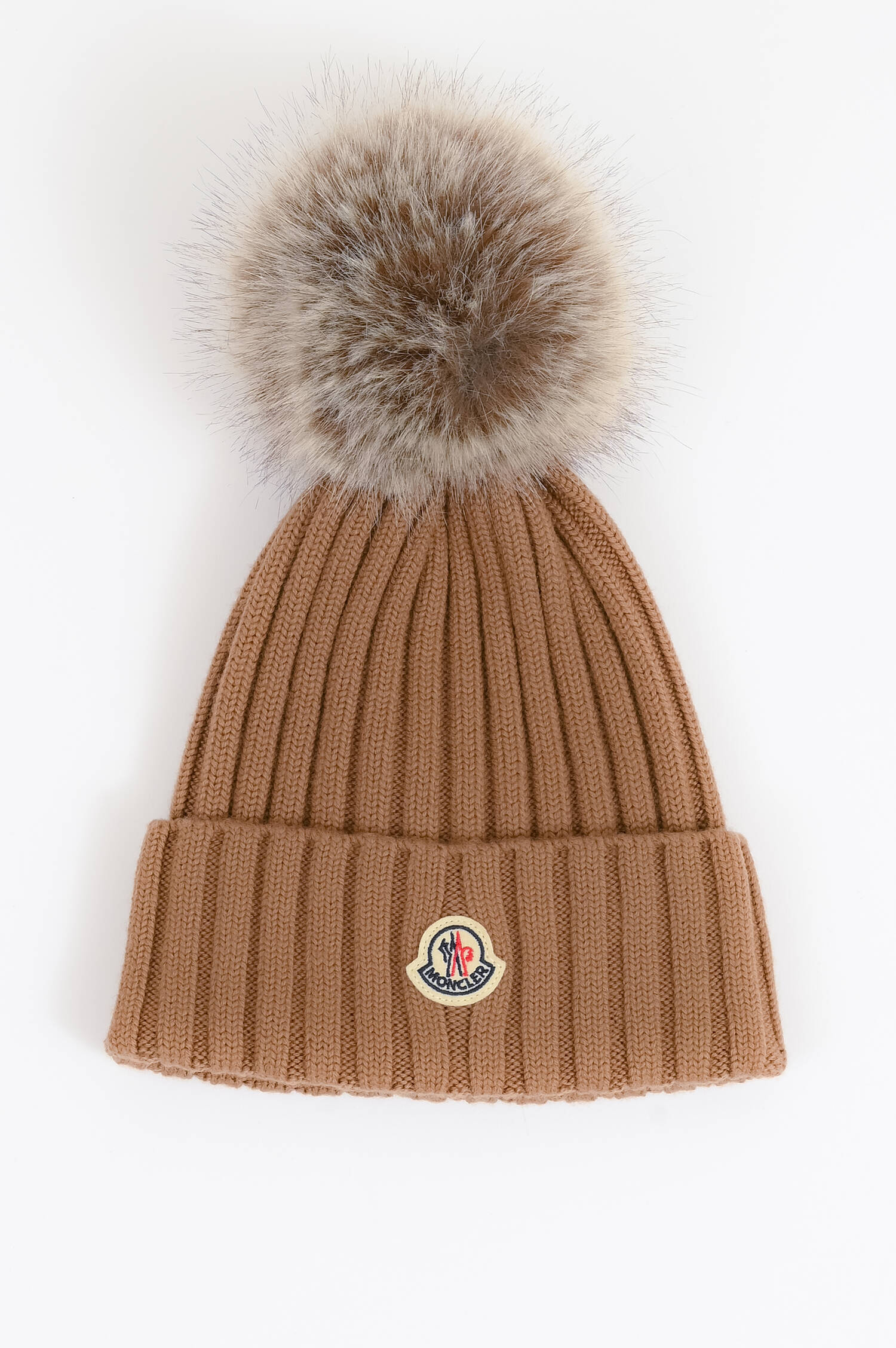 Wollmütze mit Logo in Camel