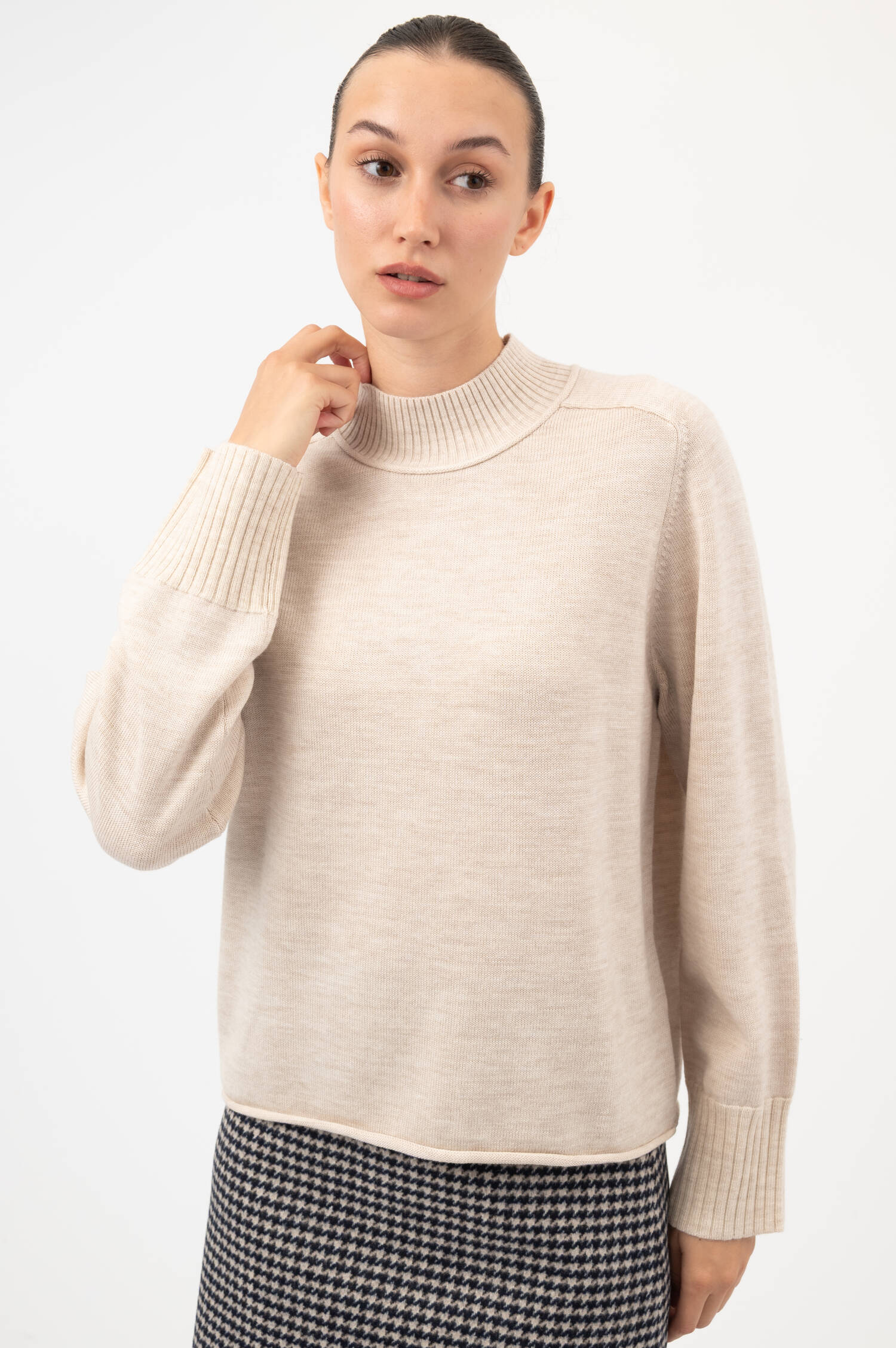 Woll-Pullover in Beige meliert Woll-Pullover in Beige meliert