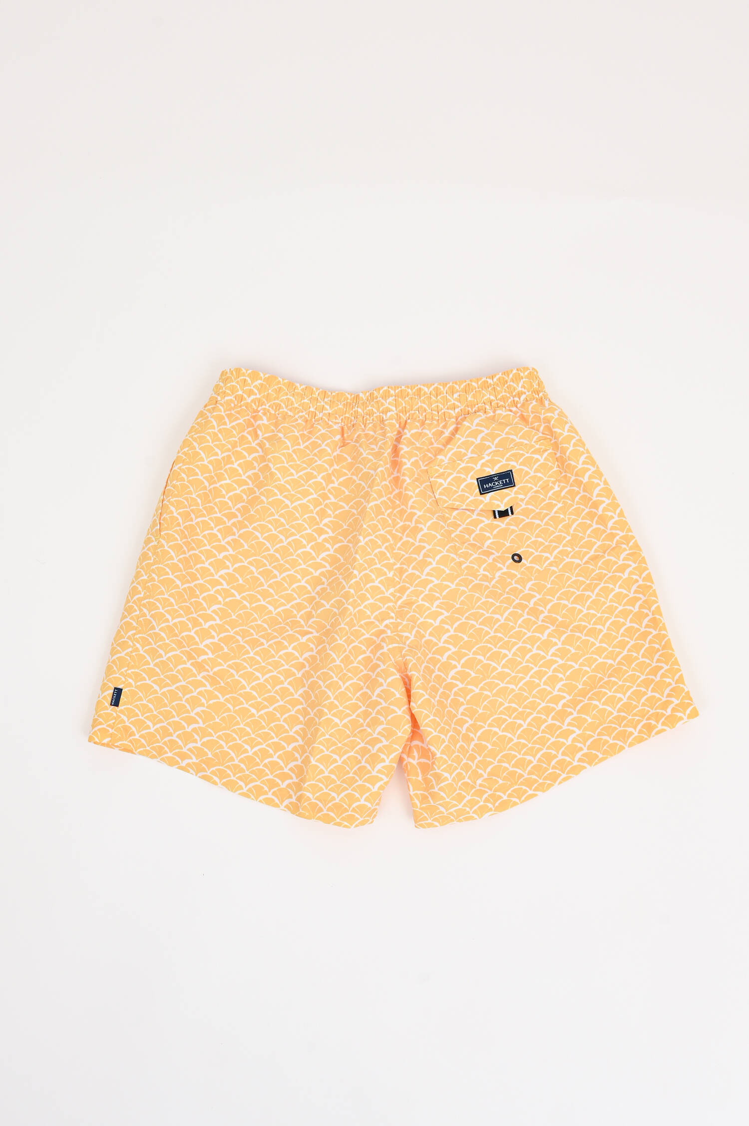 Badeshorts mit Print in Gelb/Weiß