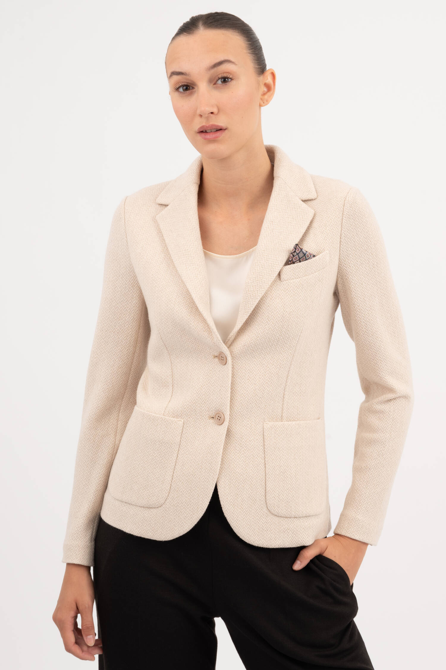 Blazer aus Schurwolle in Cream