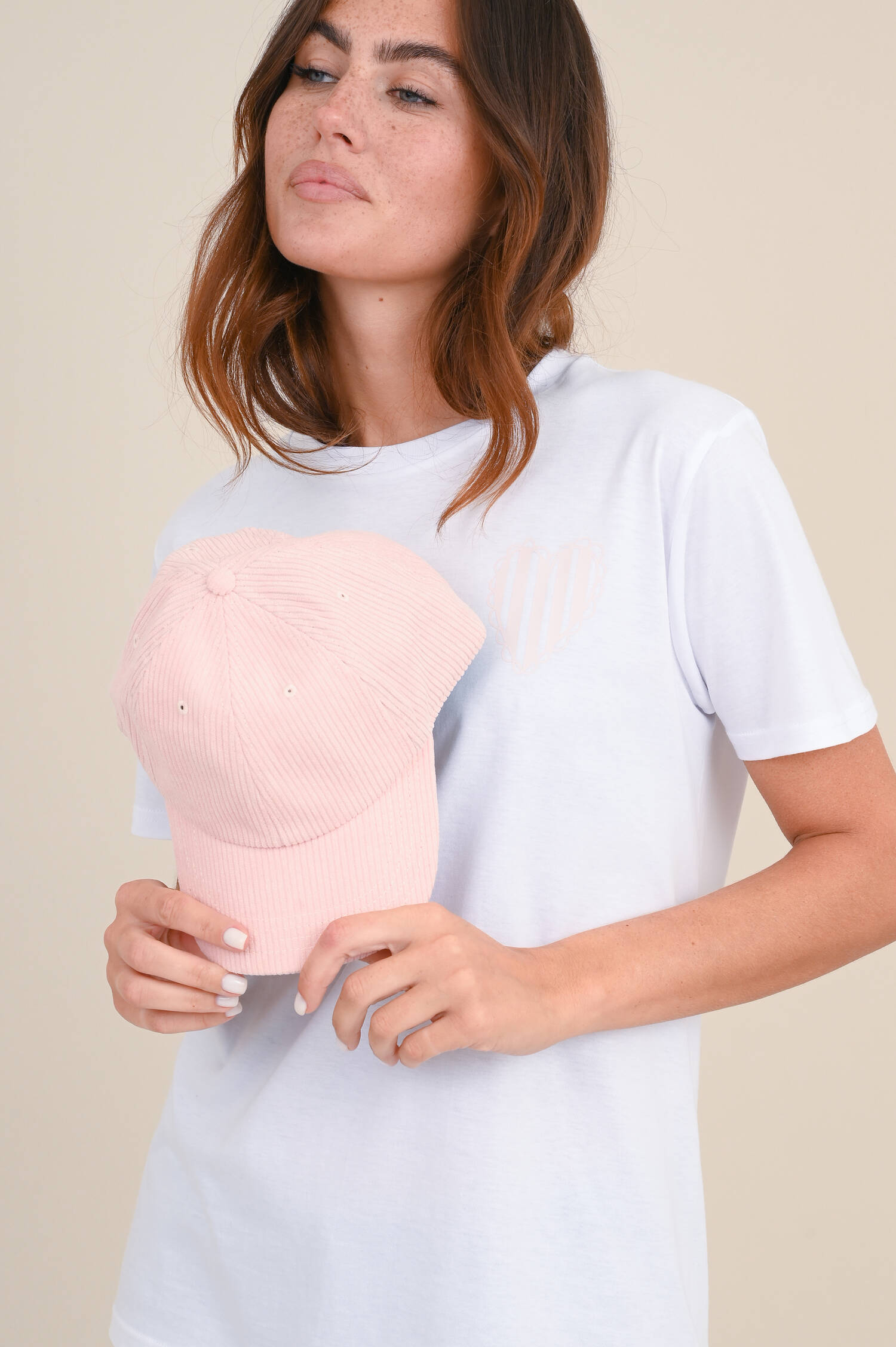 Basecap aus Cord in Rosa